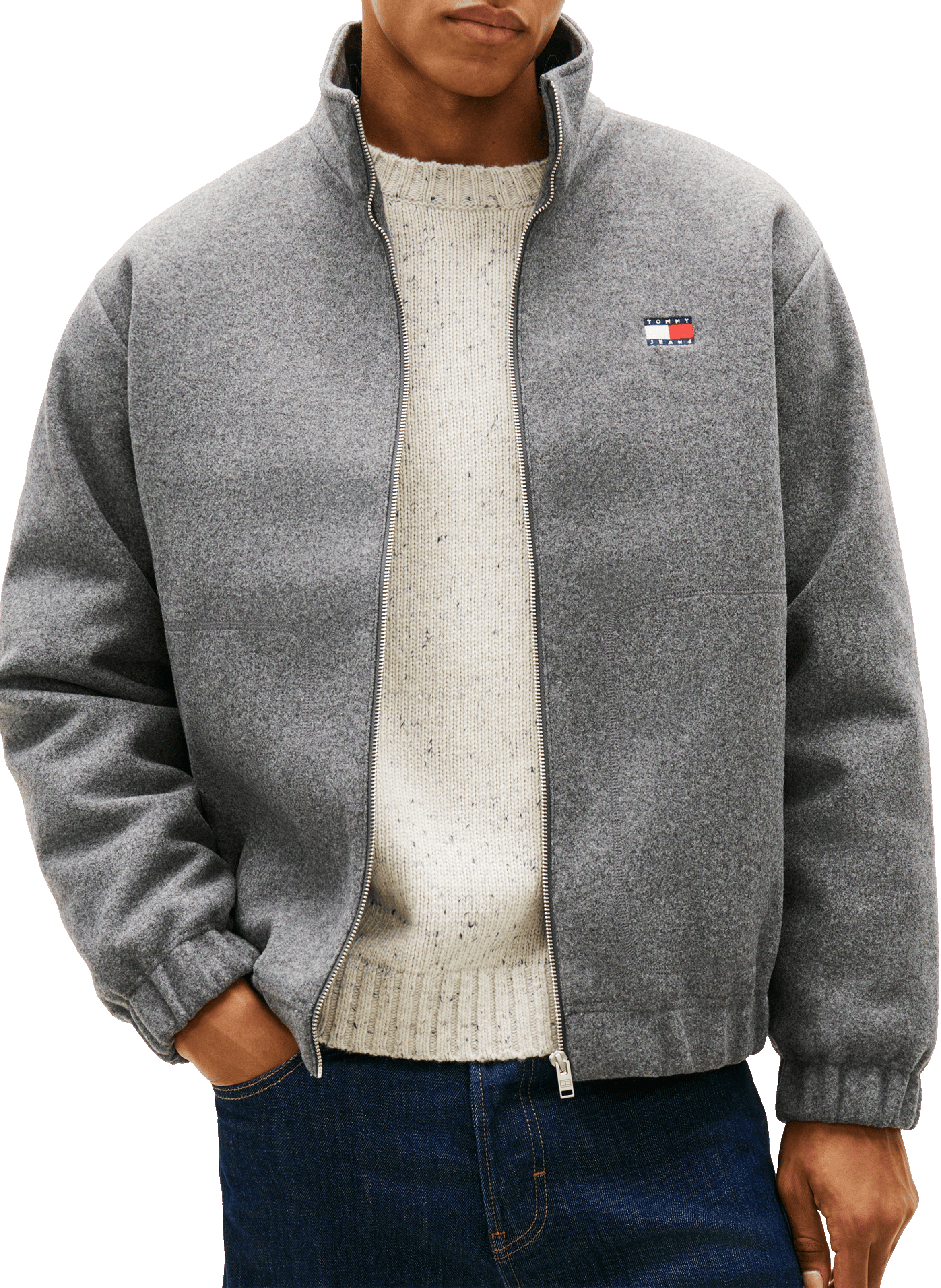 Wool high-neck jacket TOMMY HILFIGER Grey