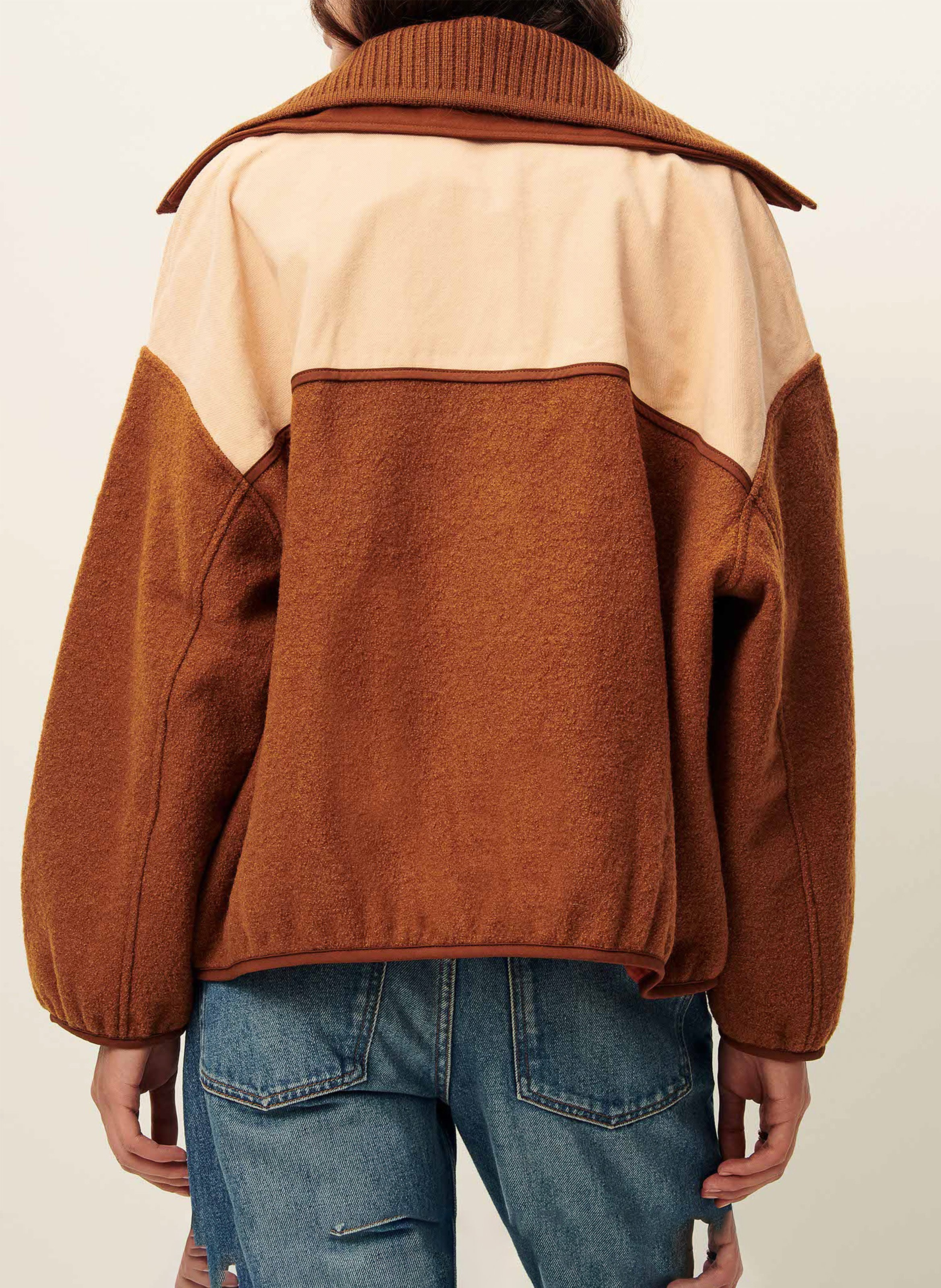 Blouson col classique amovible en laine tijuca SESSUN Marron