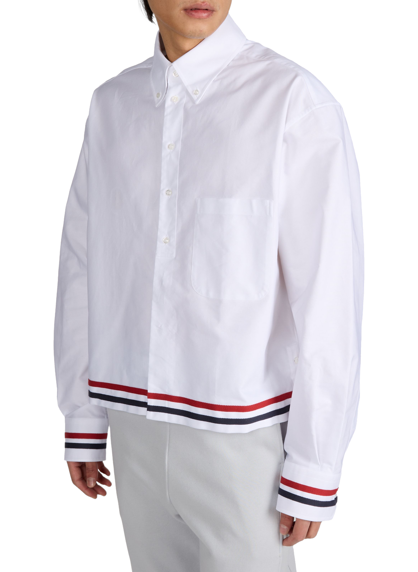 Oversized shirt with an American collar in cotton THOM BROWNE White