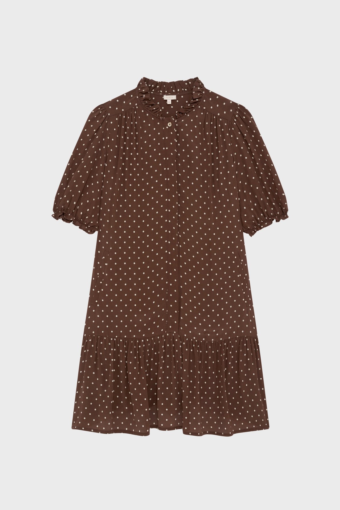 Robe droite à pois et volants - azalee PABLO Marron