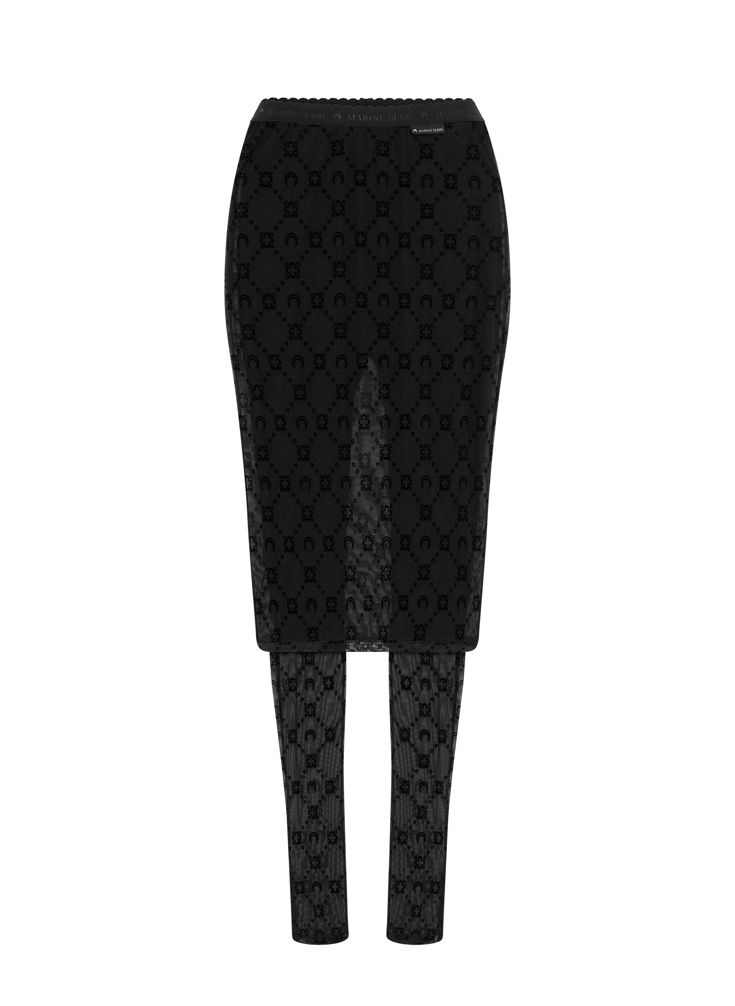 Moonogram mesh flock pant-skirt MARINE SERRE Black