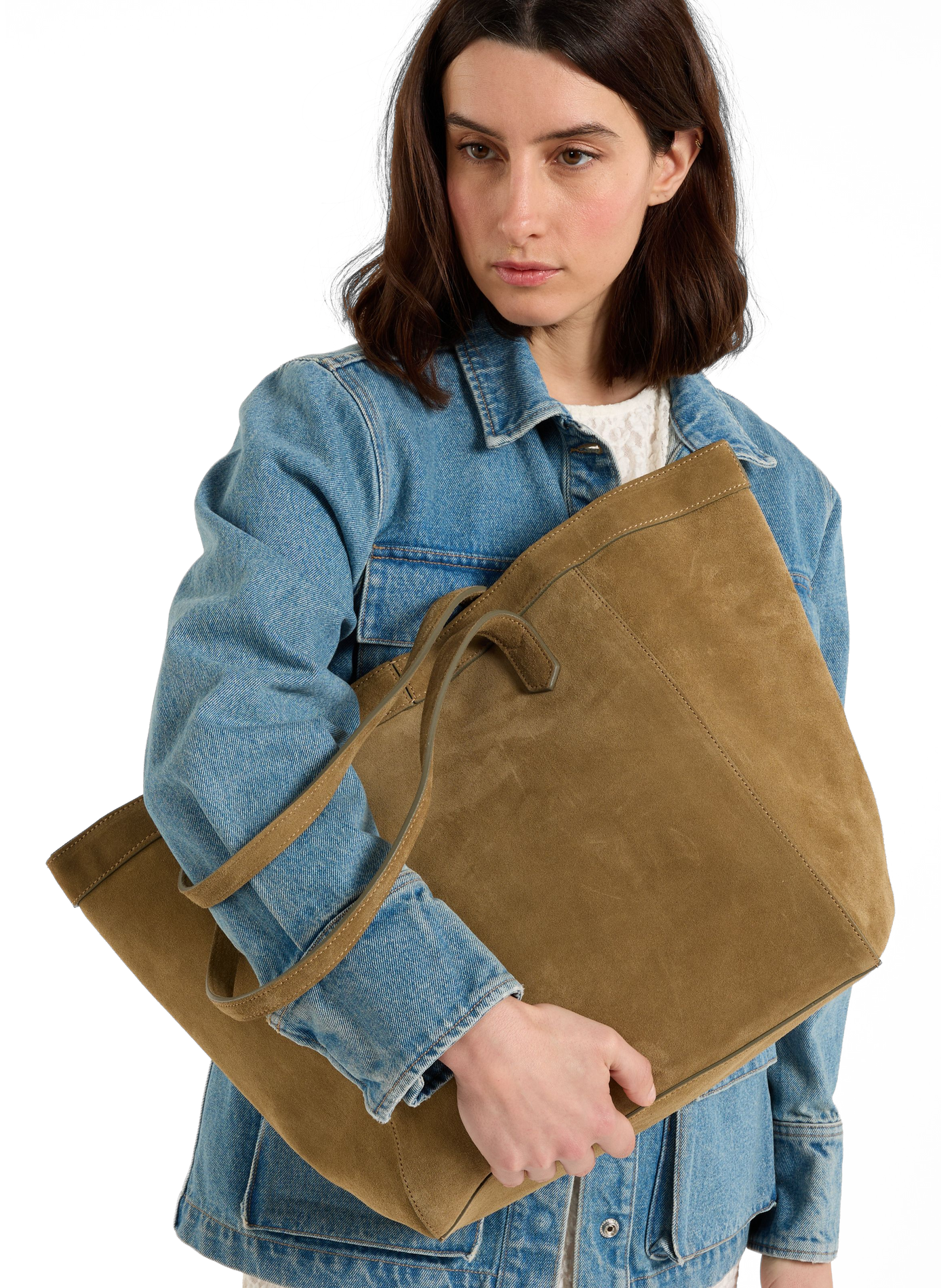 Sac cabas Enzo en cuir suédé SAISON 1865 Kaki