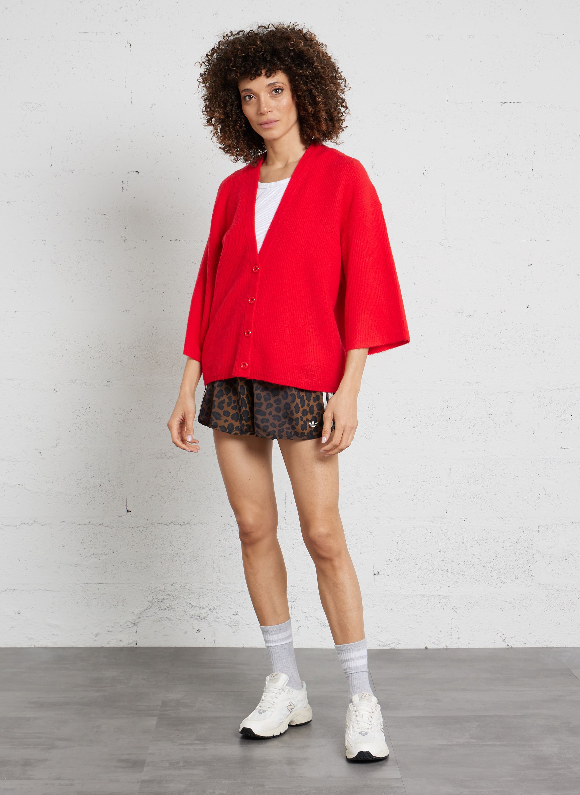 Gilet oversize col rond en maille damsville AMERICAN VINTAGE Rouge