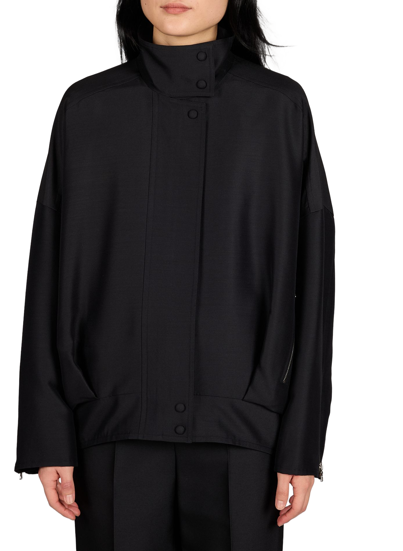 Veste à col montant Julio en laine et soie R2W Noir