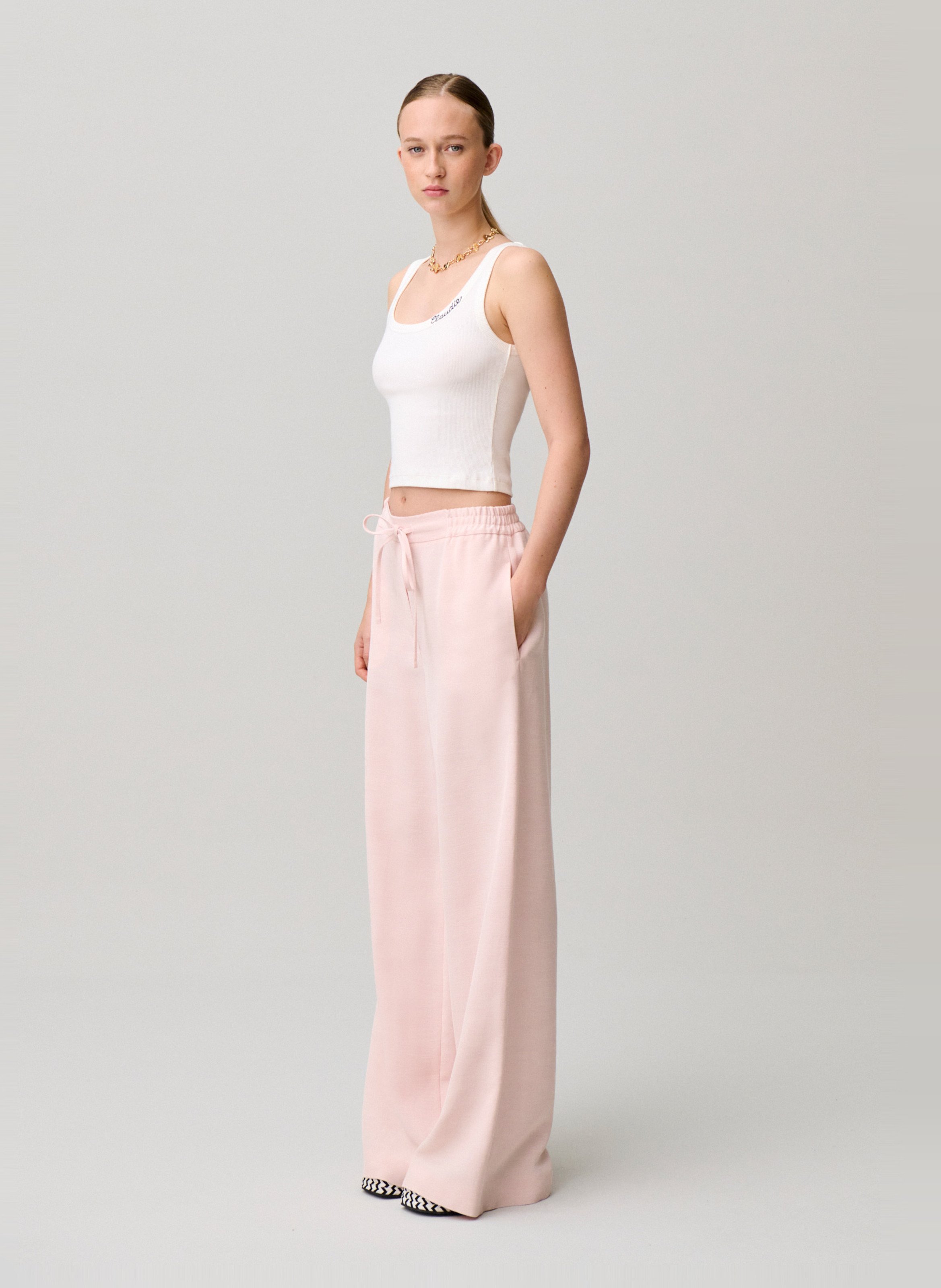 Débardeur col rond en coton mélangé CLAUDIE PIERLOT Beige