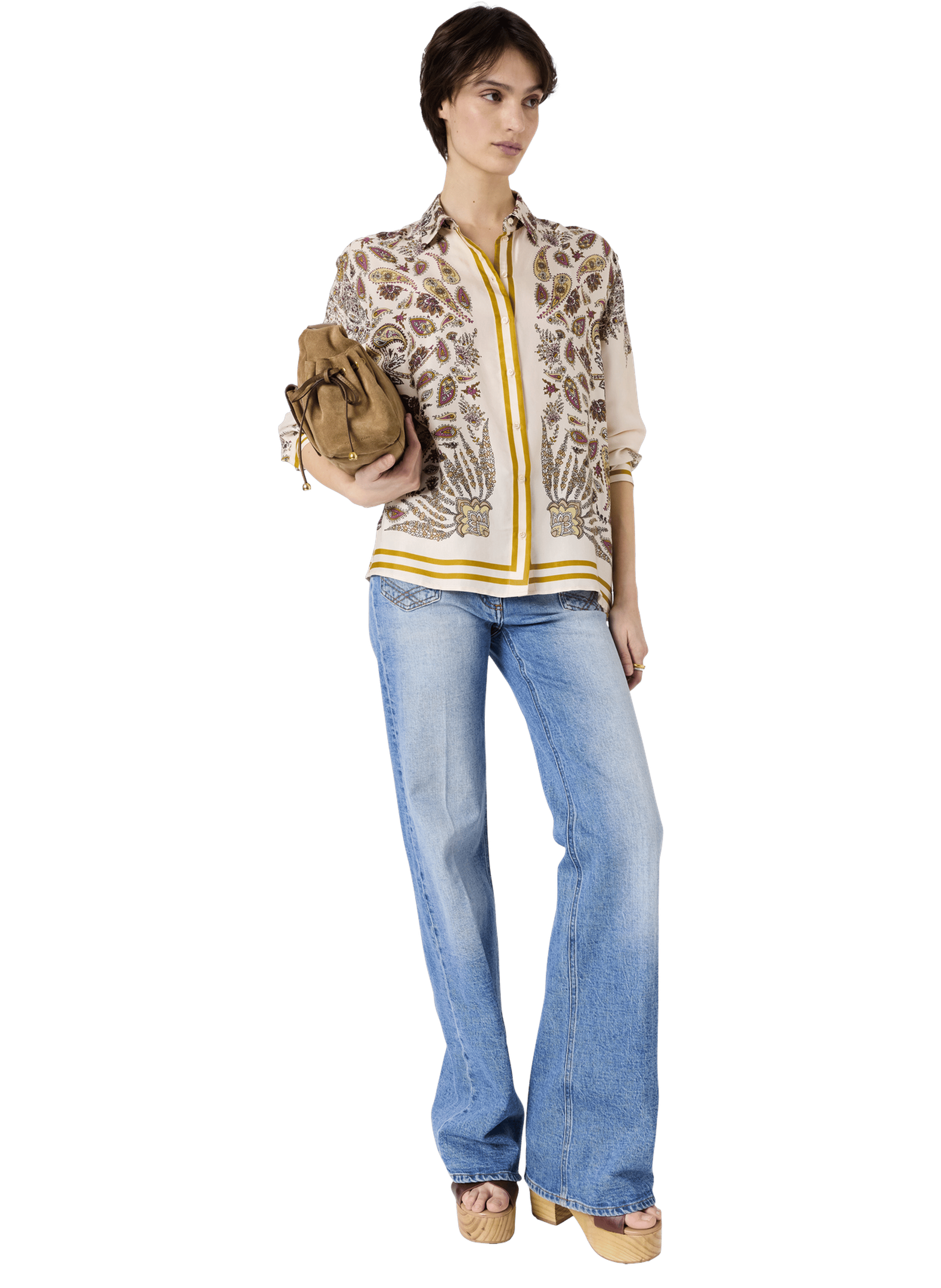 Chemise imprimé foulard - canna Jaune