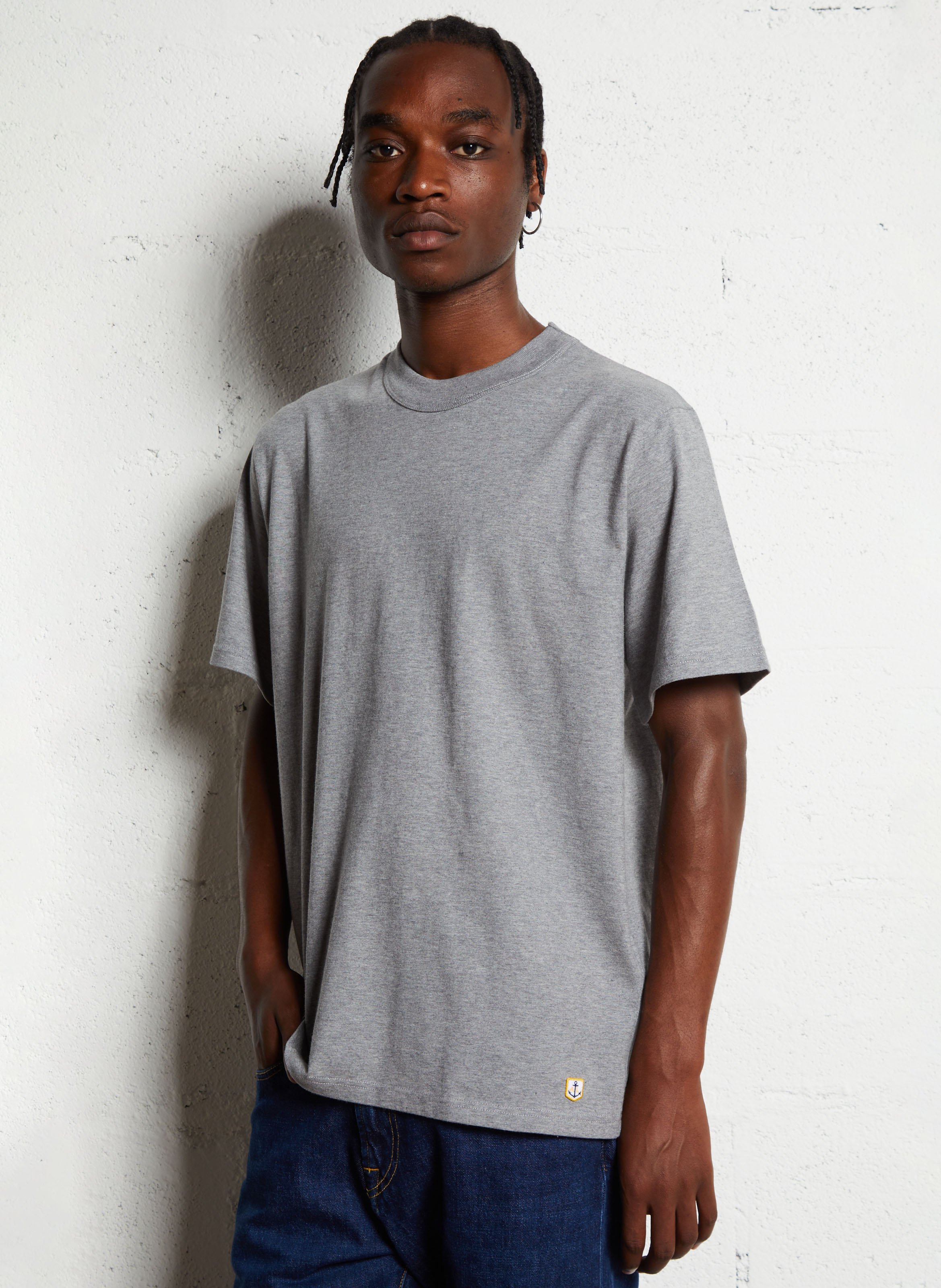 Straight fit organic cotton crew neck t-shirt Callac ARMOR-LUX Grey