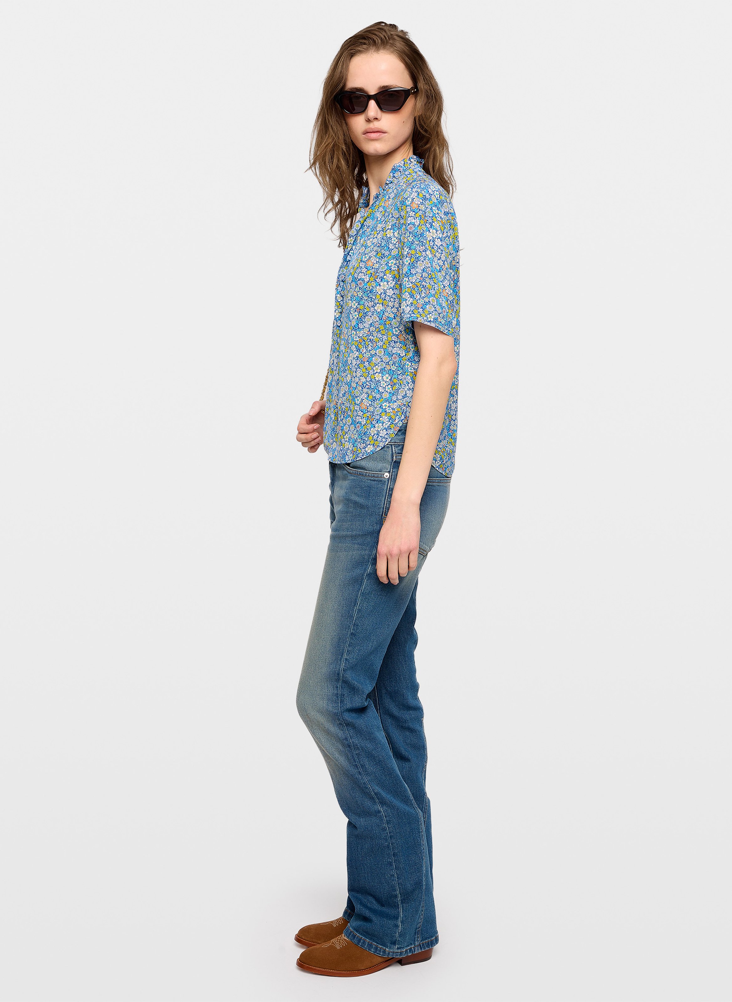 Blouse col montant à volants topher ZADIG&VOLTAIRE Jaune