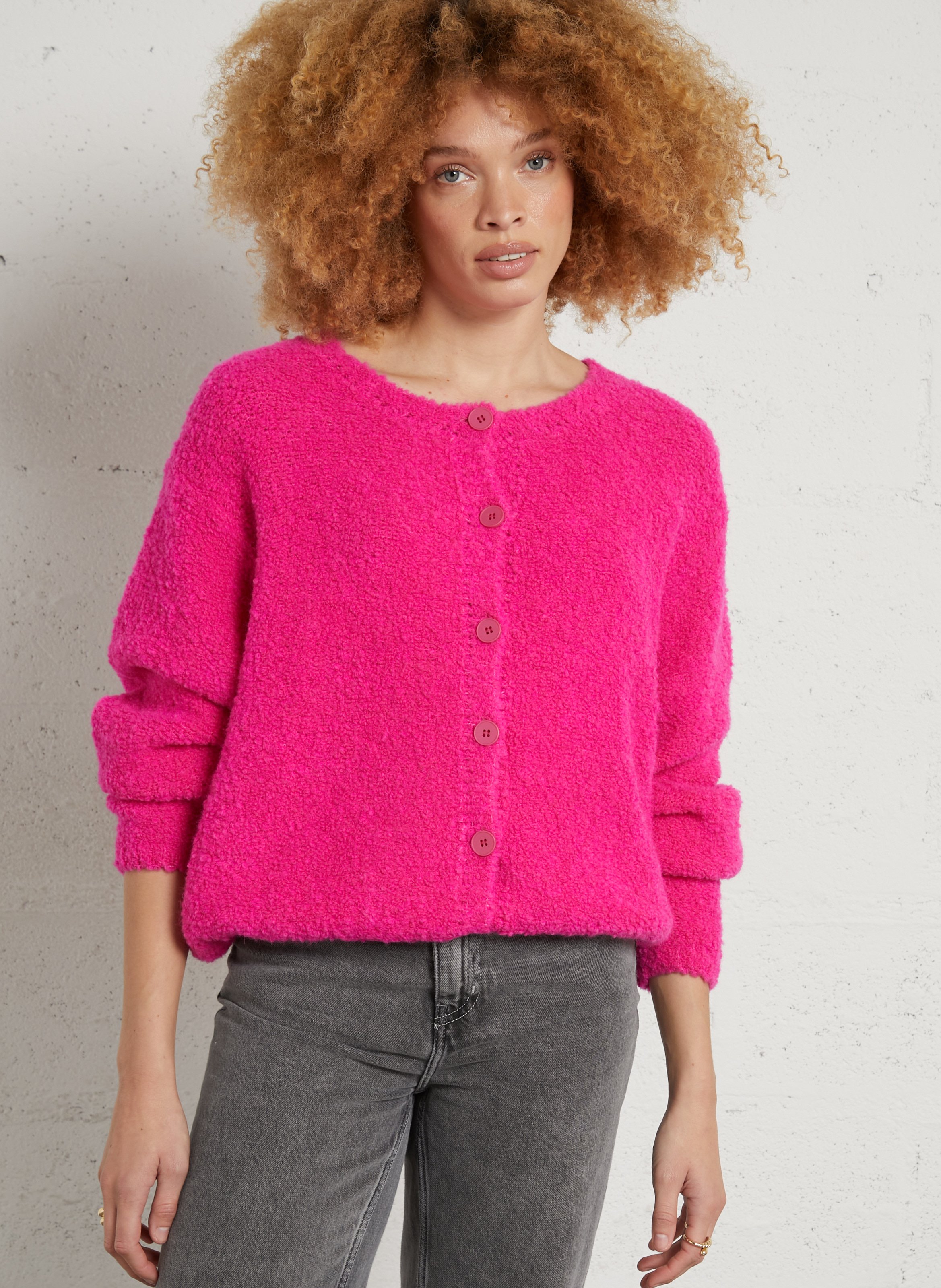 Cardigan oversize en laine mélangée zolly AMERICAN VINTAGE Rose