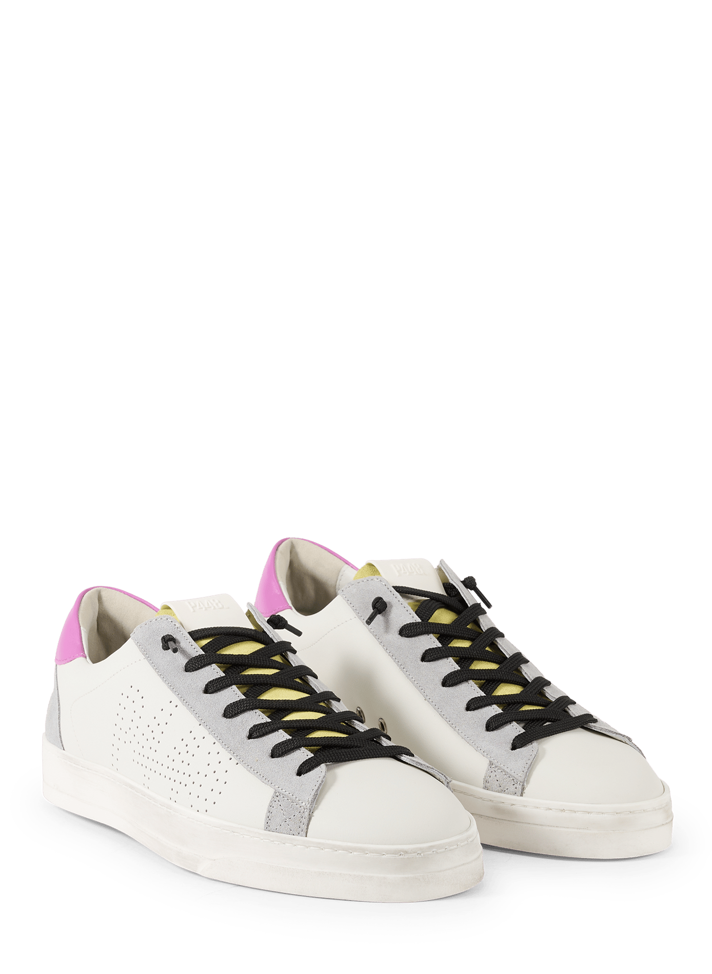 Scarpe da ginnastica con dettagli colorati in pelle P448 Bianco