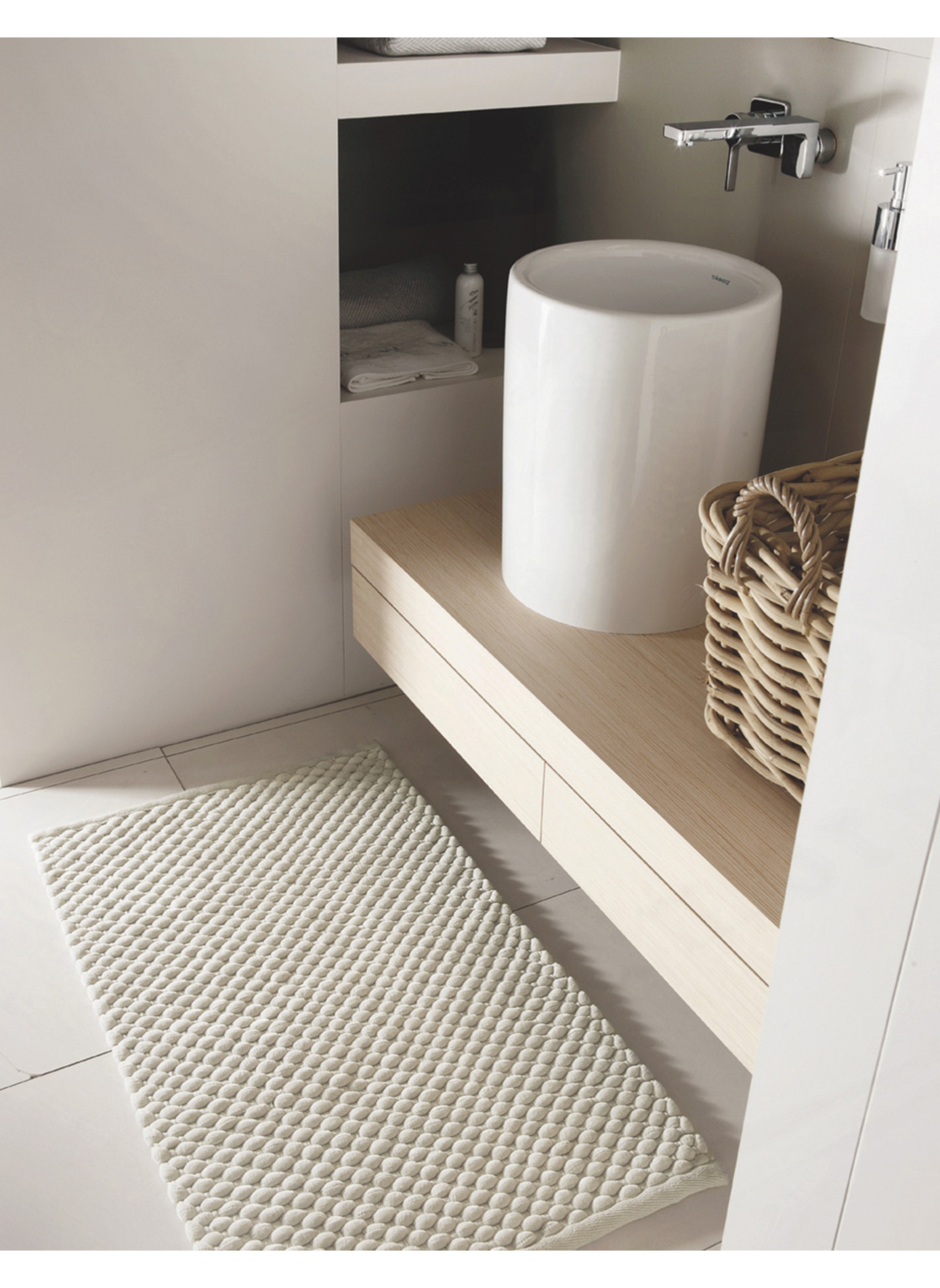Alfombra de baño Maks de algodón mezclado AQUANOVA Beige
