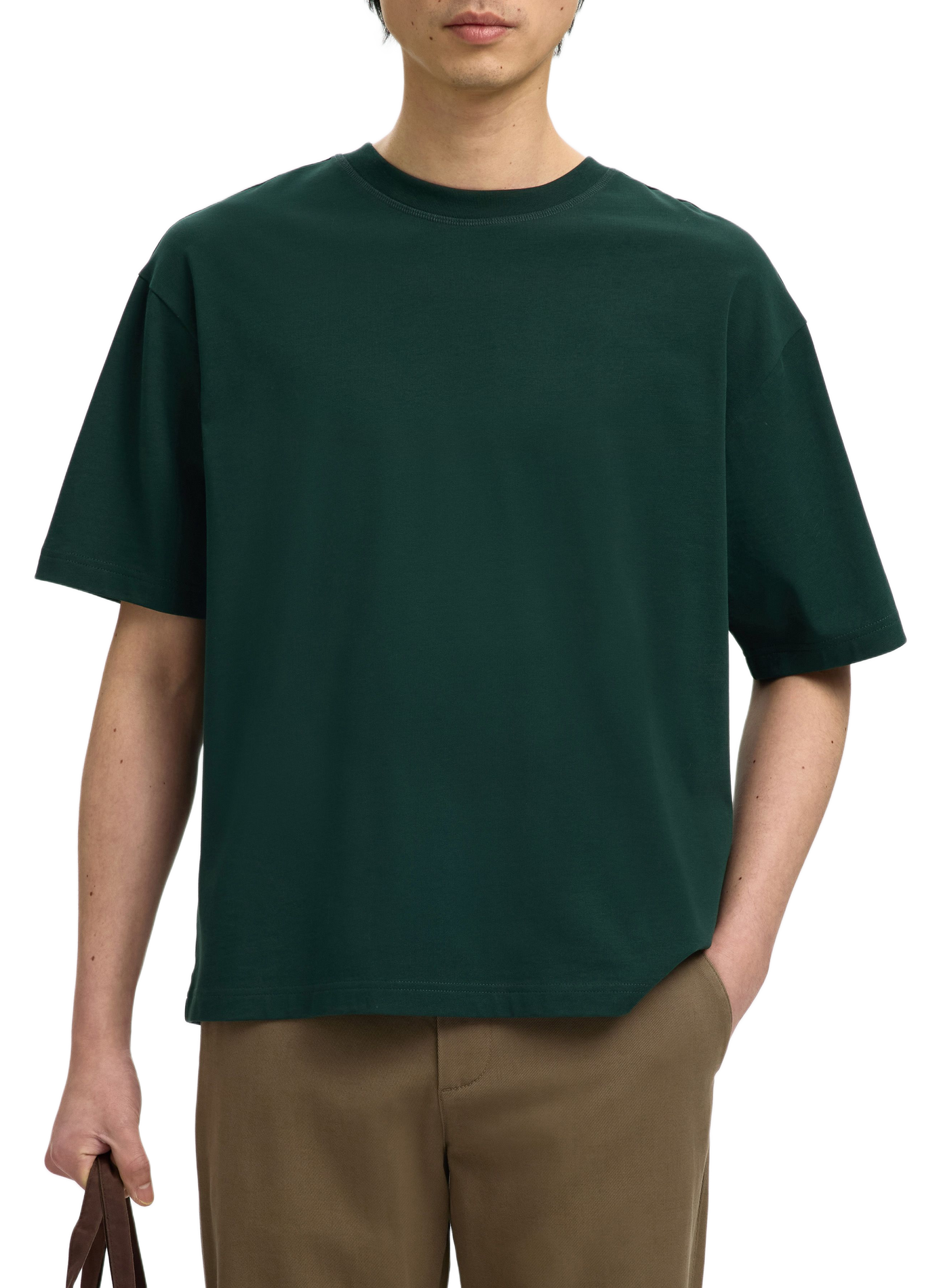 Short-sleeve cotton pullover SELECTED Green