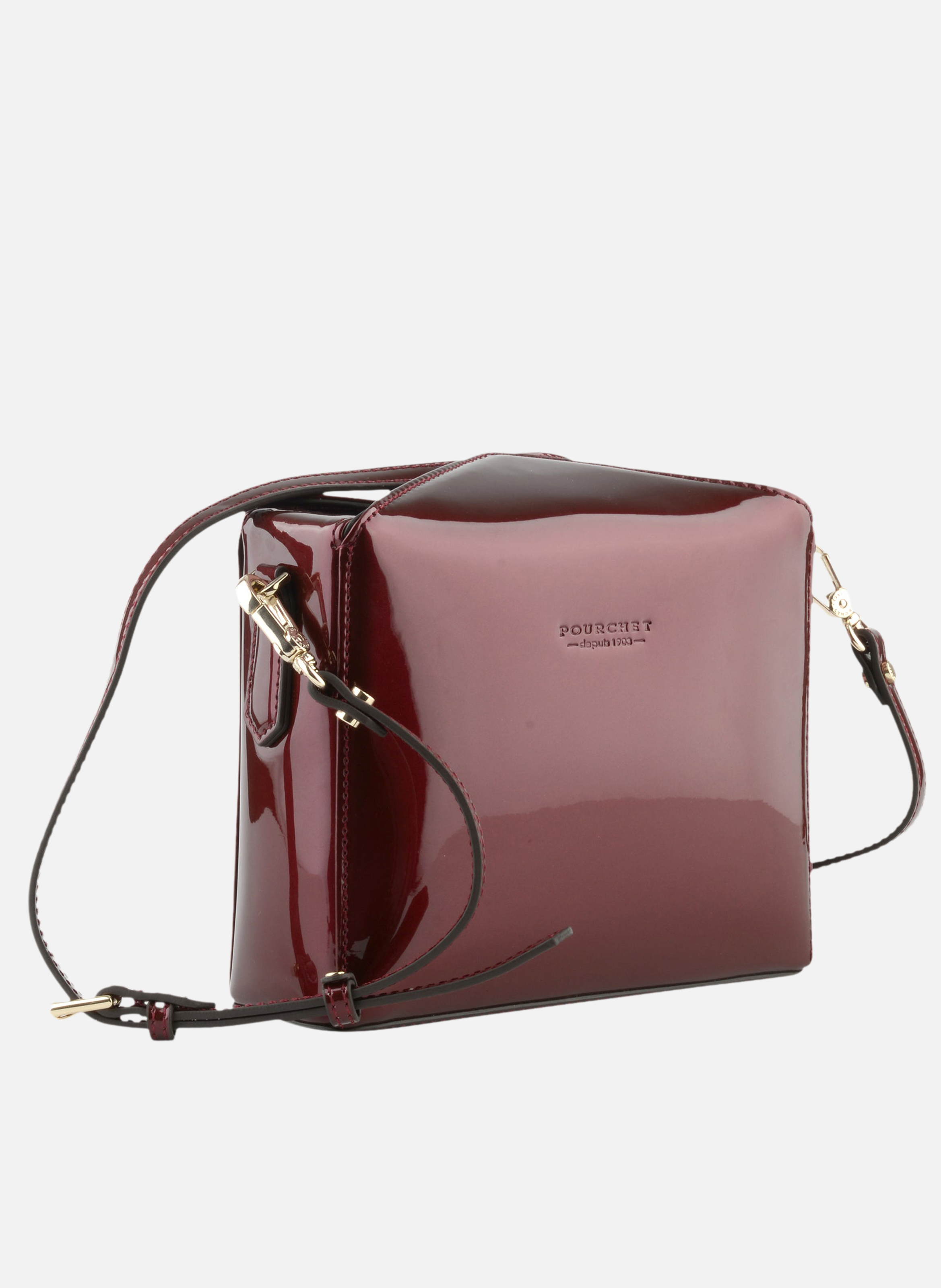 Cassetta vernis | sac porté épaule en cuir de vachette | Rouge POURCHET Femme