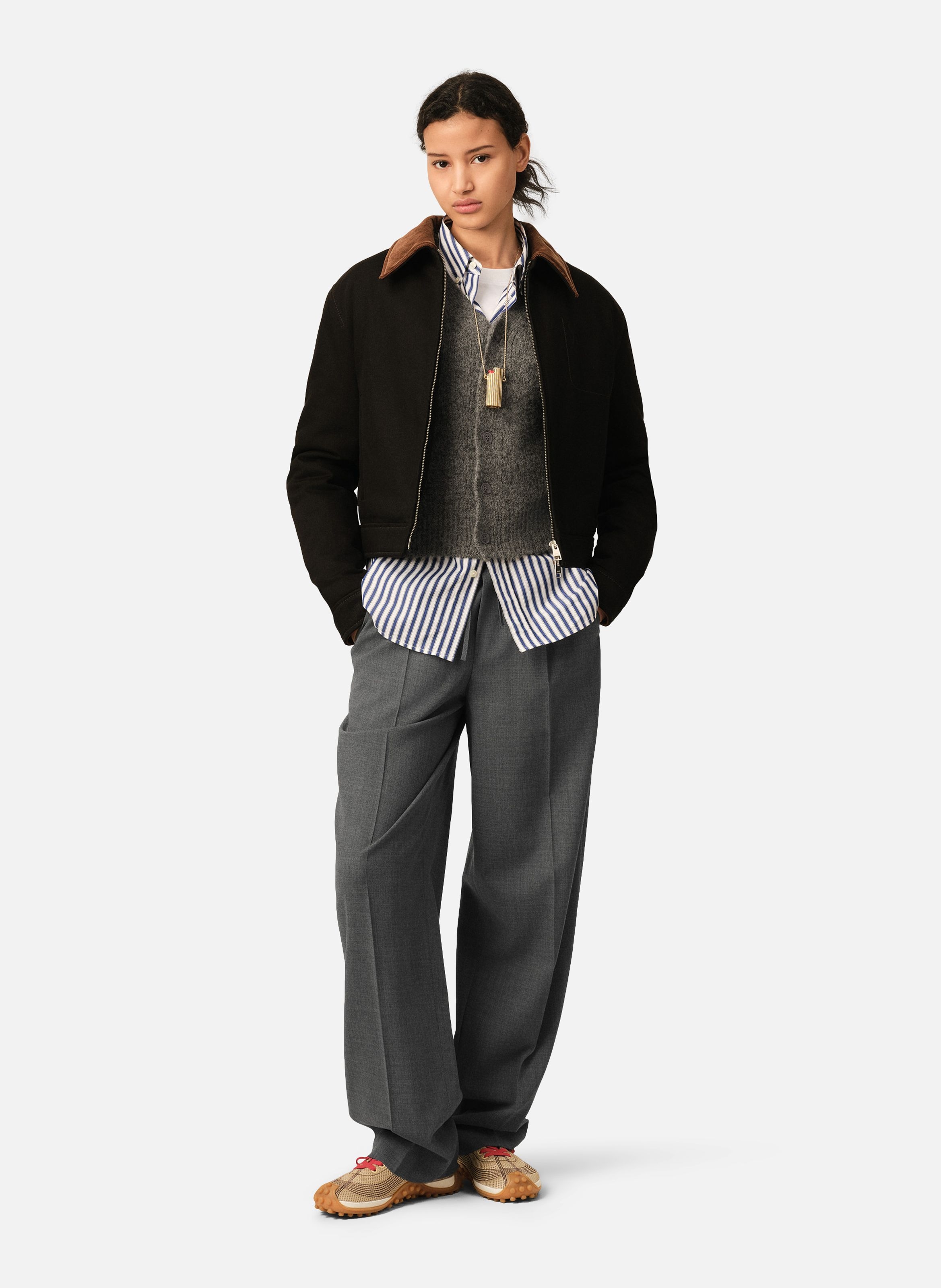 Pantalon unisexe en laine taille élastiquée AMI PARIS Gris