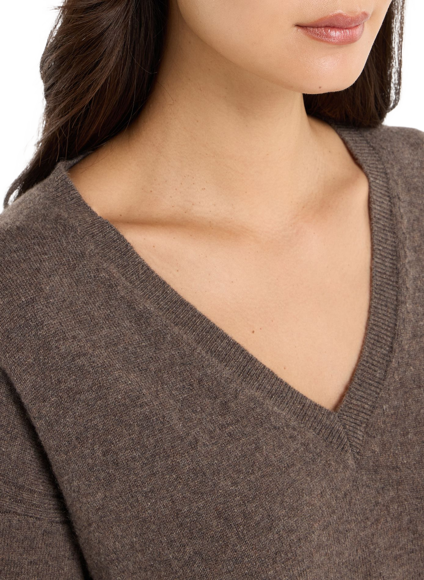 Round neck straight cashmere sweater by Sevene SAISON 1865 Brown