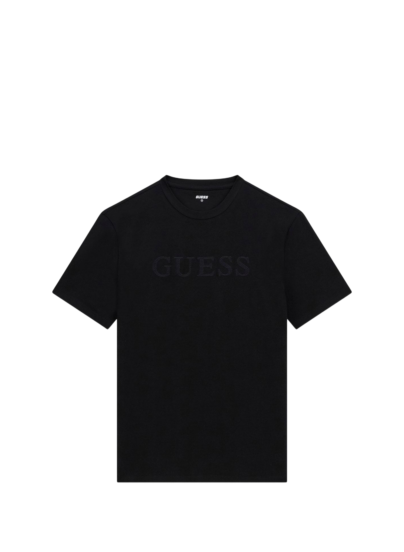 Round neck t-shirt with embroidered logo in blended cotton GUESS Black