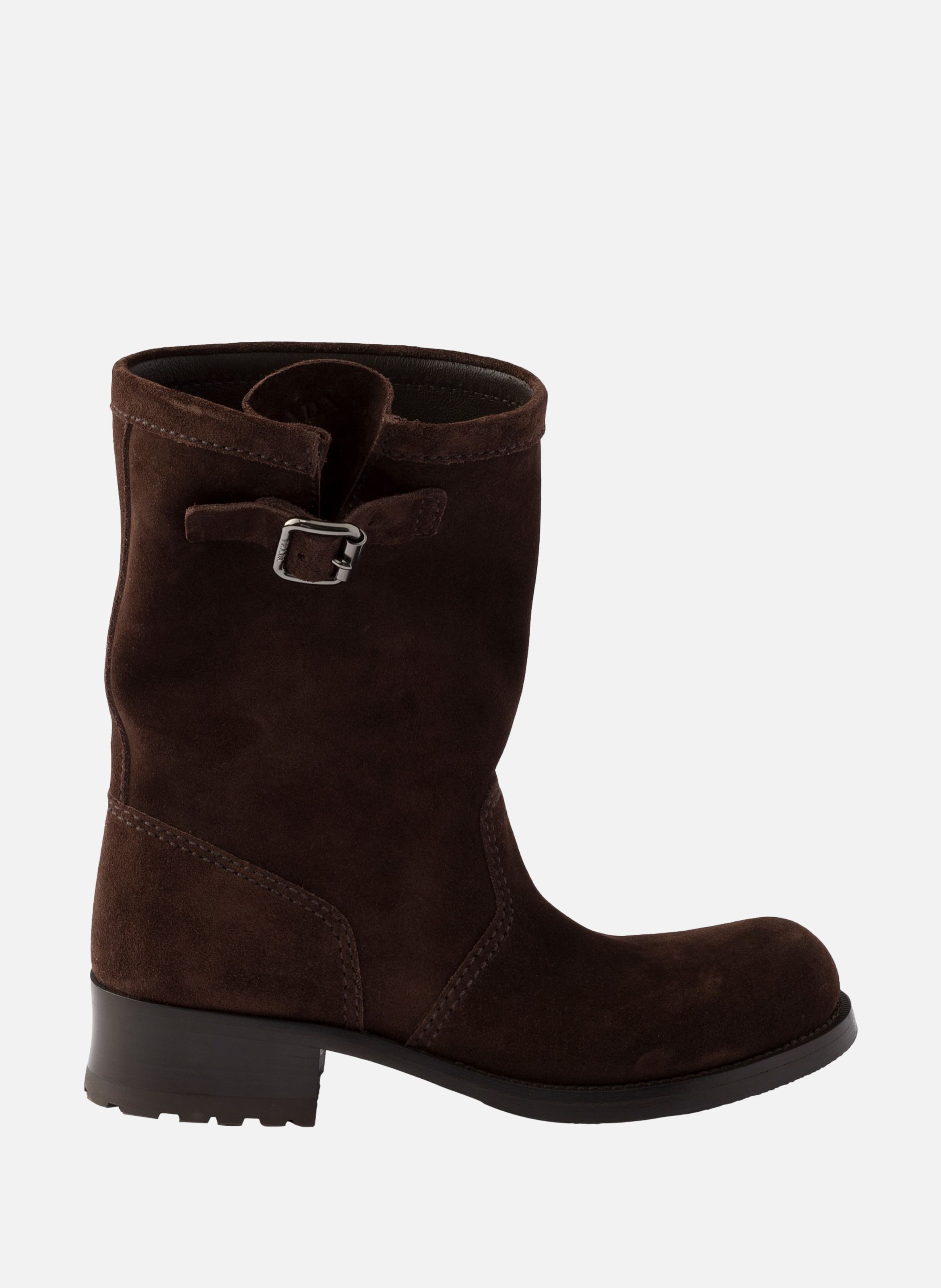 Bottes mi-mollet en veau velours PRADA Marron