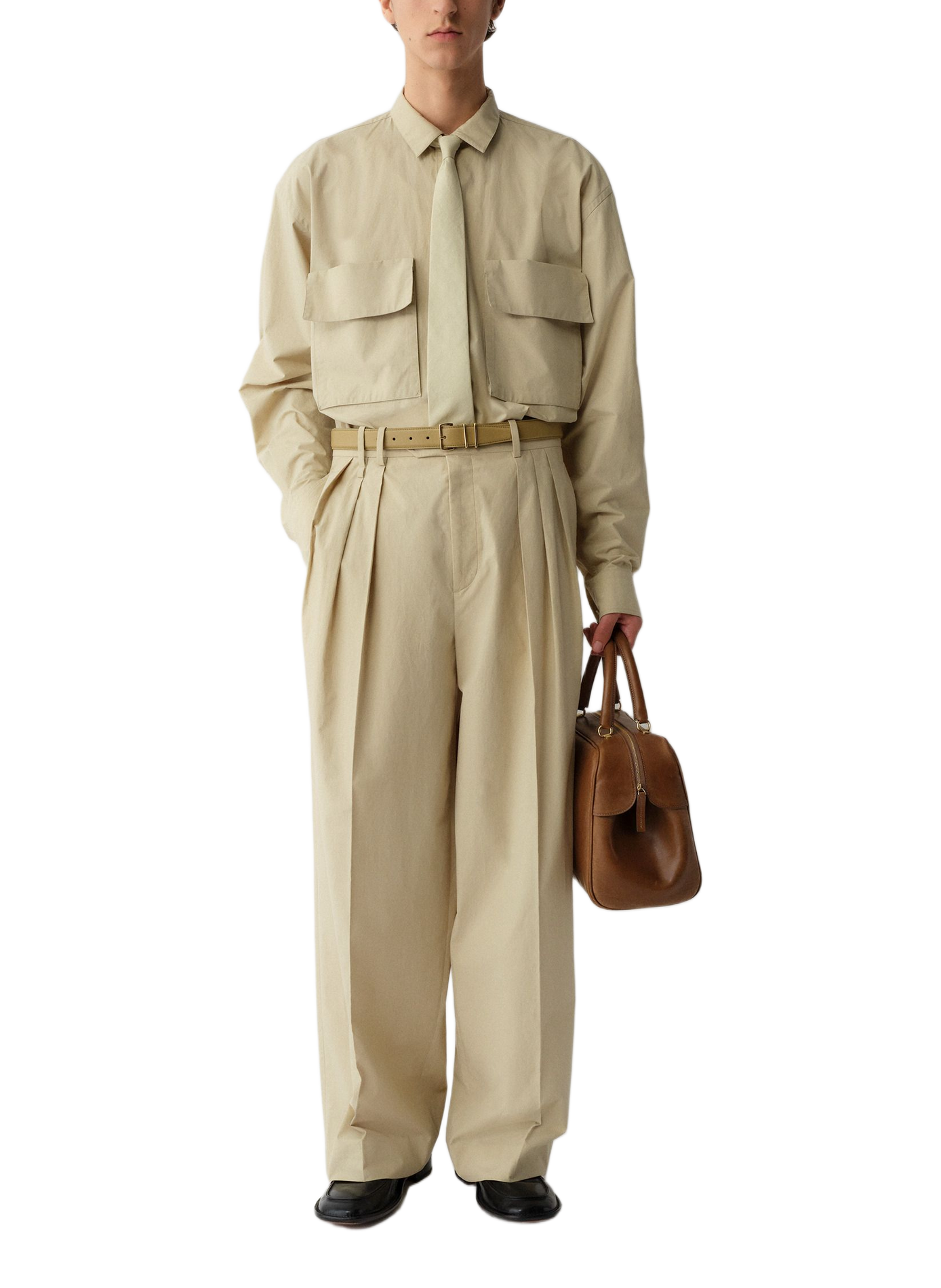 Wide-leg cotton Baxter trousers CALVIN KLEIN COLLECTION Beige