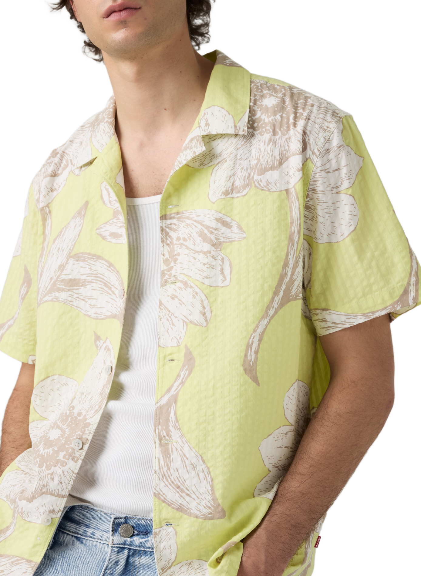 Chemise droit imprimé en coton mélangé LEVI'S Vert