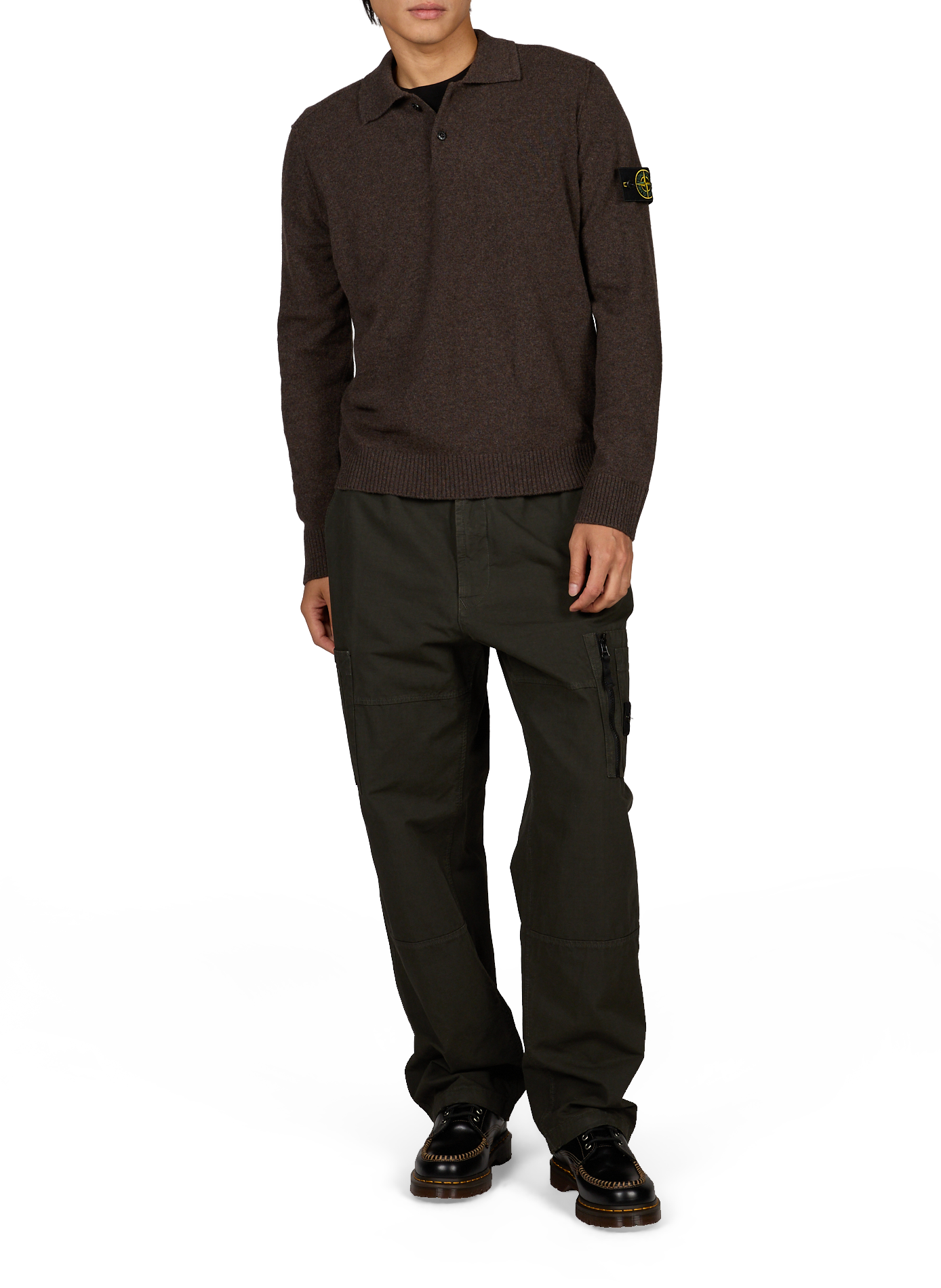 Gerade geschnittenes Polo aus reiner Schurwolle STONE ISLAND Grau