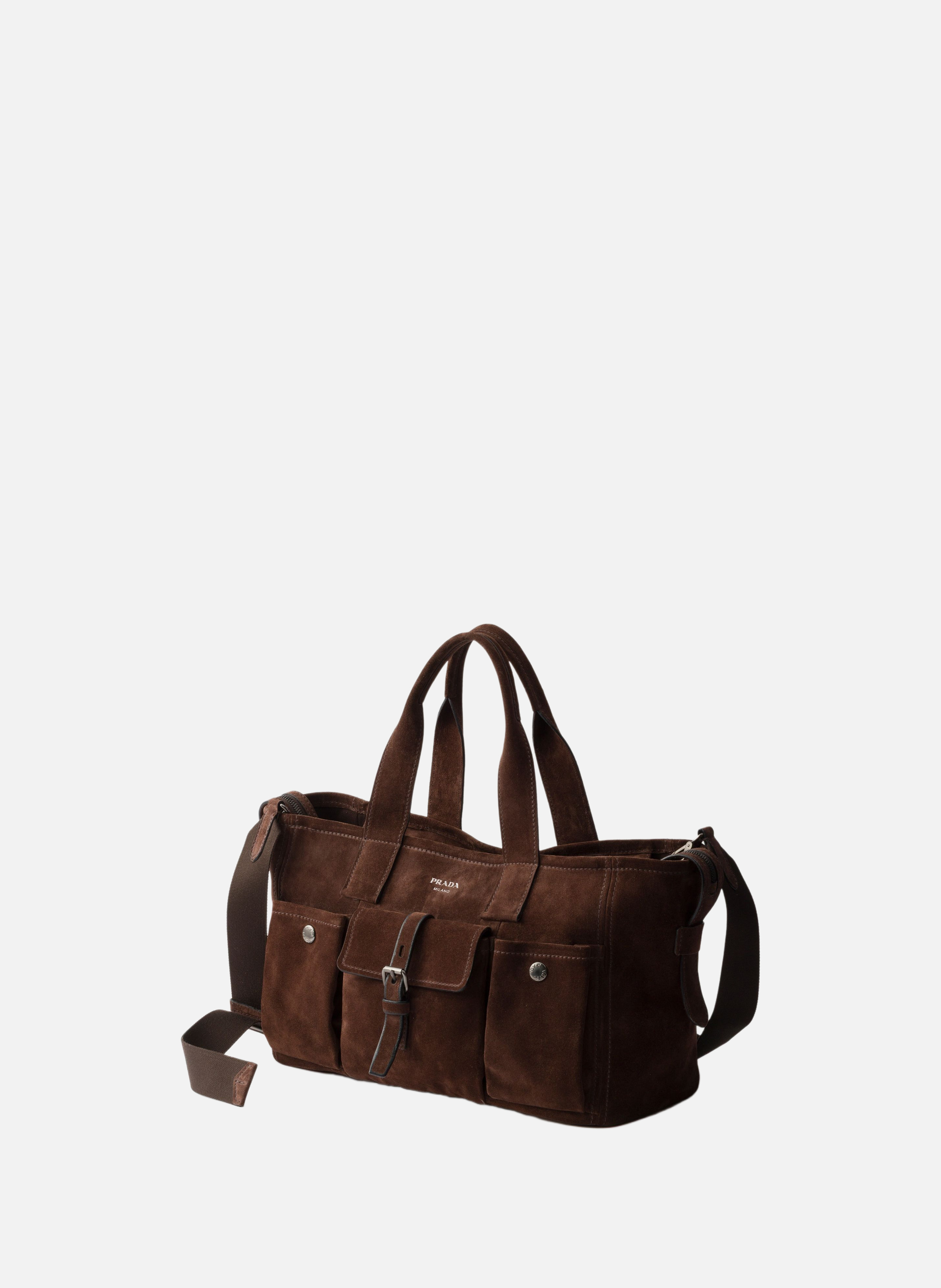 Grand cabas prada route en veau velours PRADA Marron