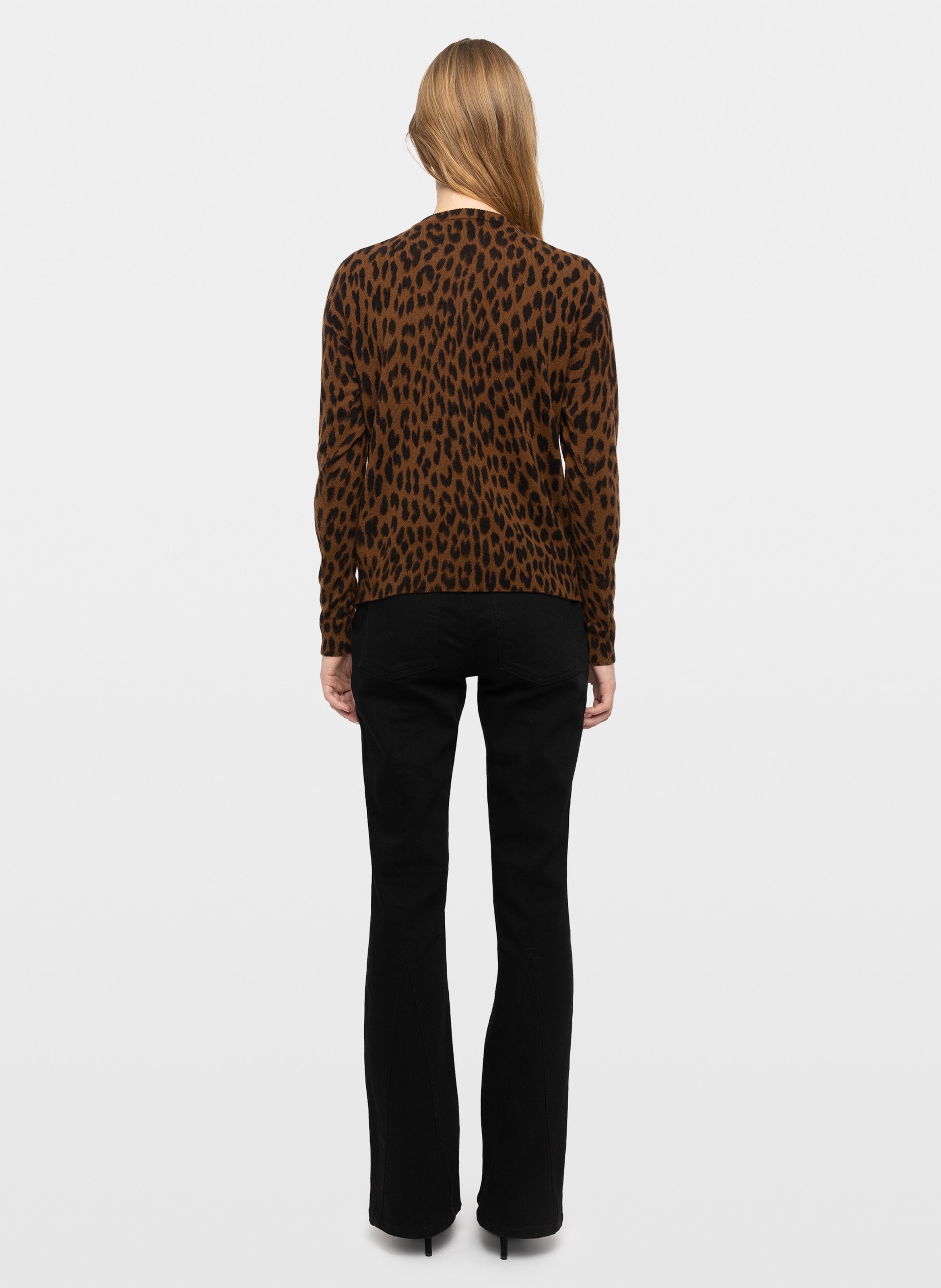 Rechte luipaard cardigan van wol en kasjmier van Missya ZADIG&VOLTAIRE Beige