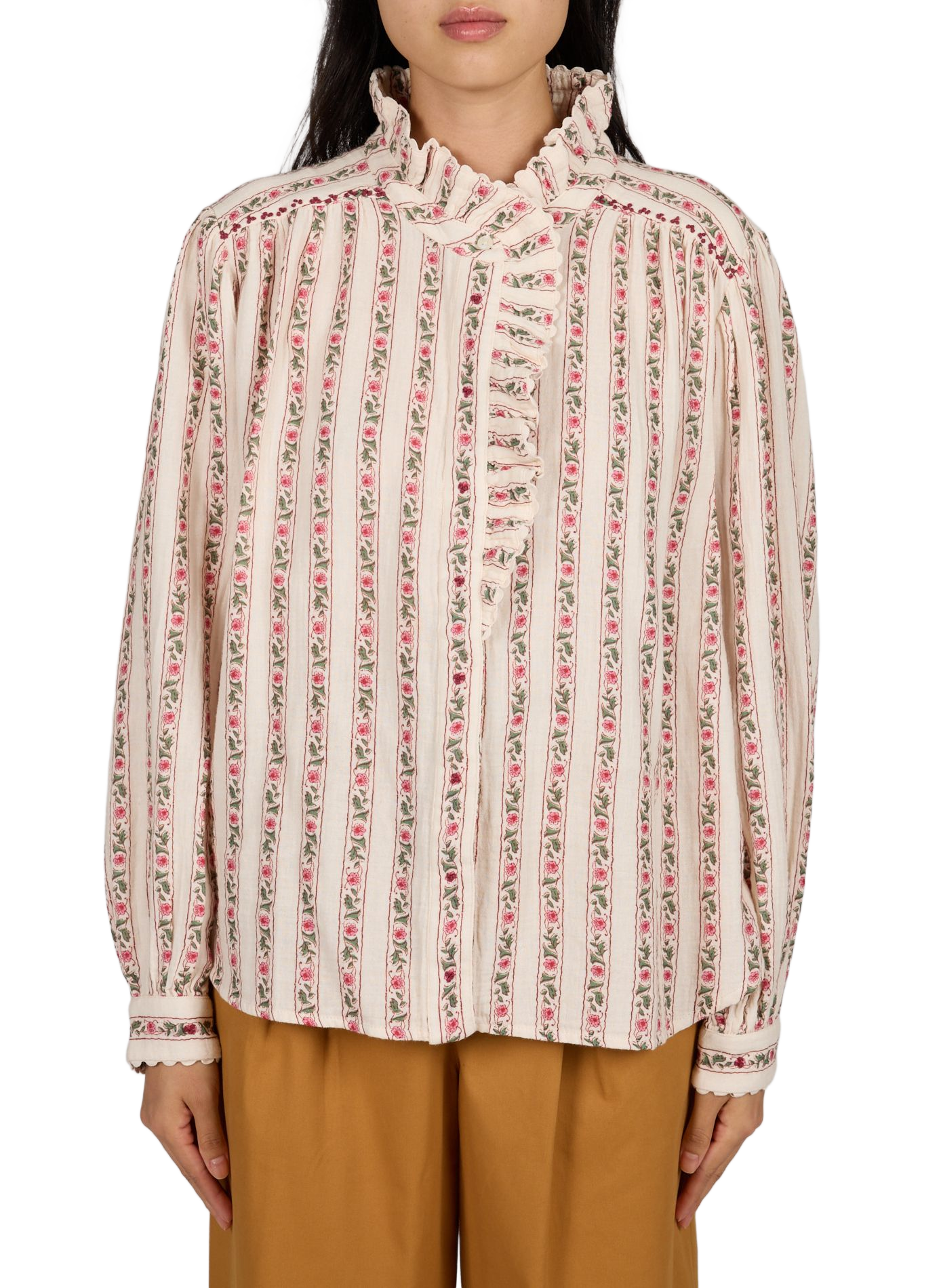 Gerade bedruckte Bluse aus Baumwolle LOUISE MISHA Beige