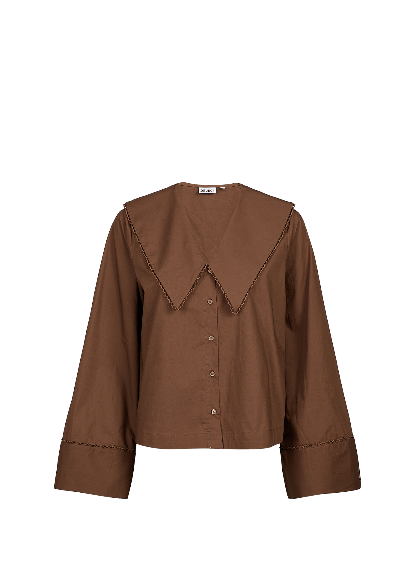 Top Objhope ample col v en coton OBJECT Marron