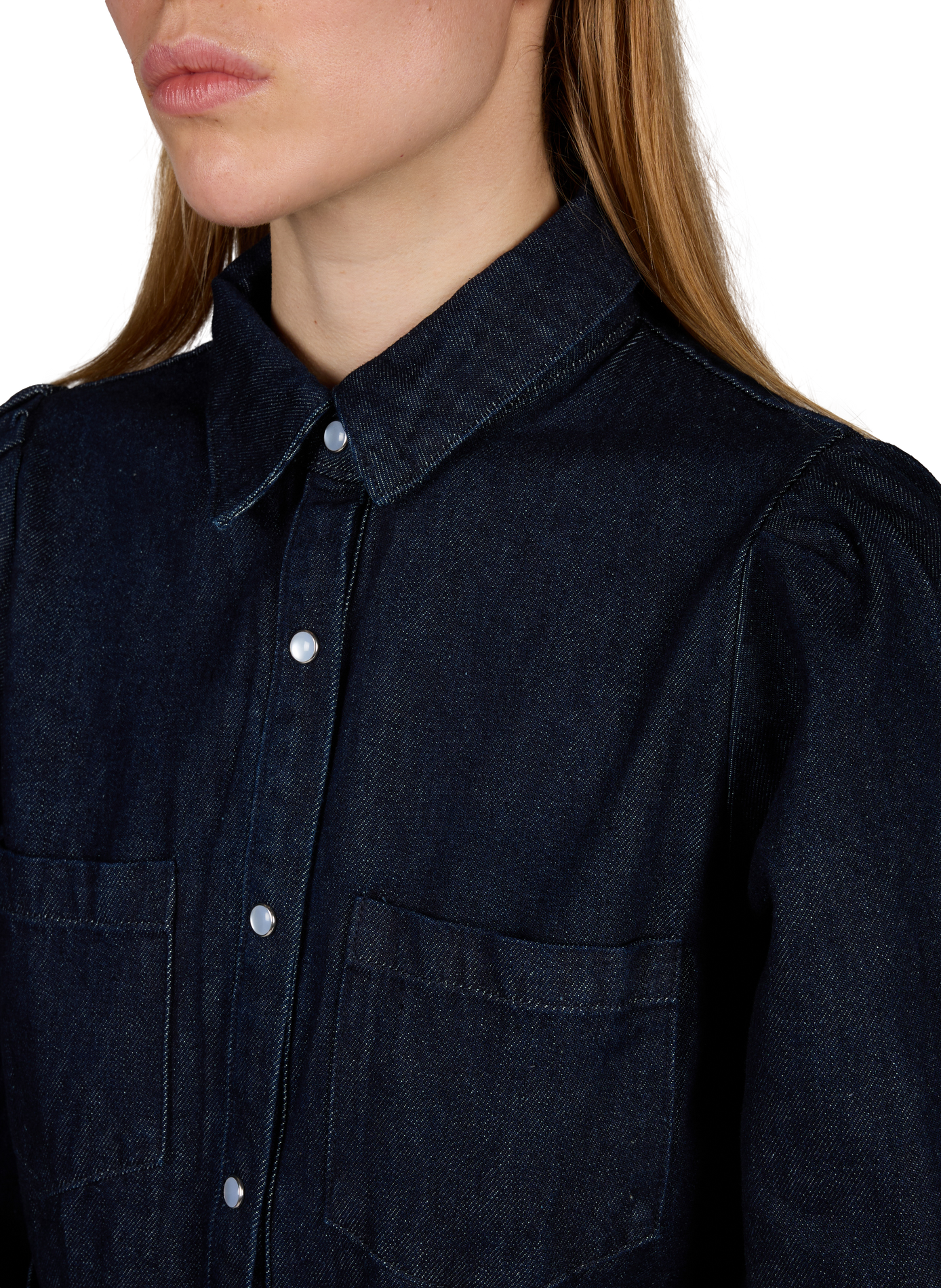 Robe-chemise midi en denim de coton GARANCE Bleu