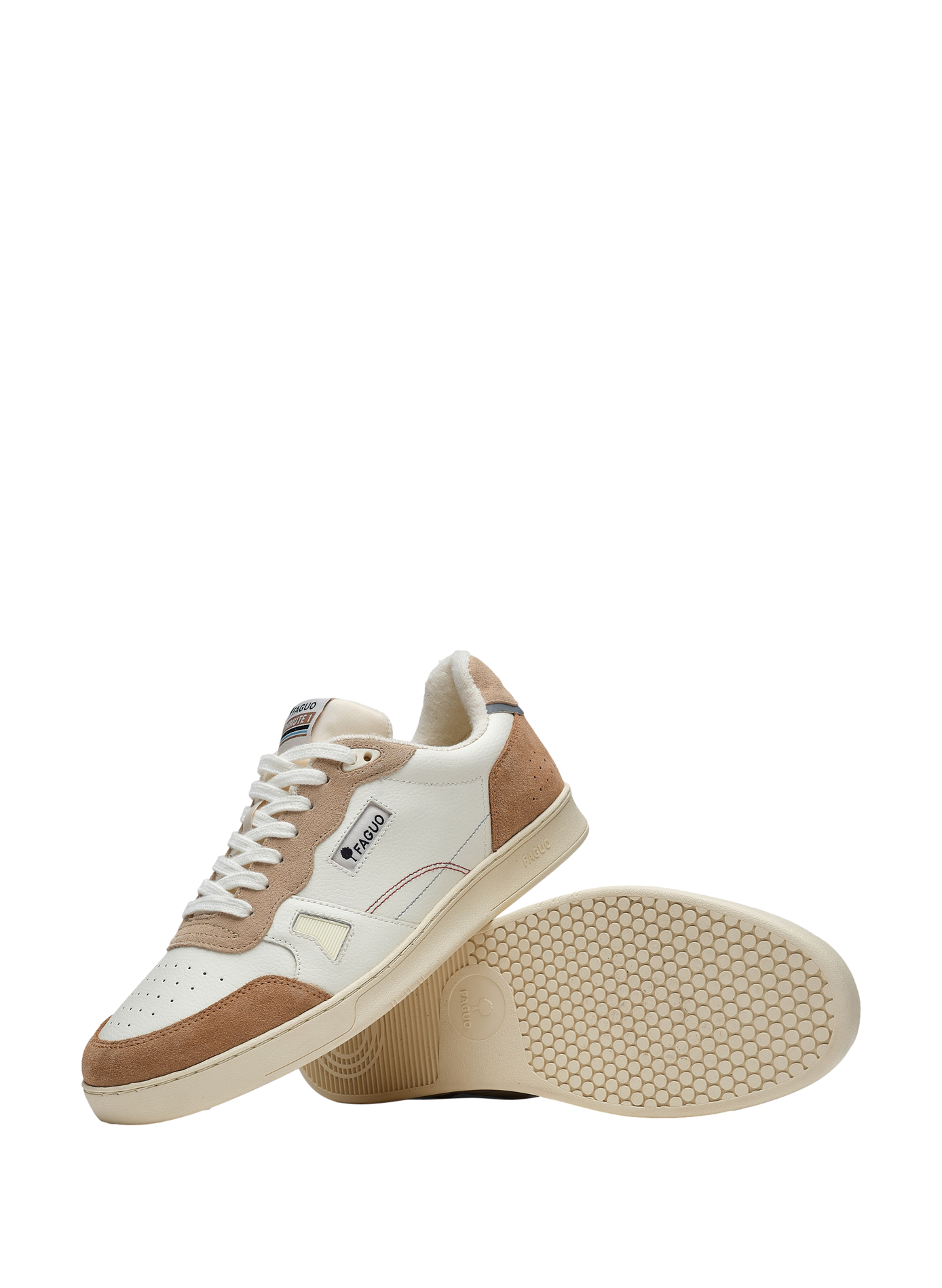 Mixed leather sneakers FAGUO Beige