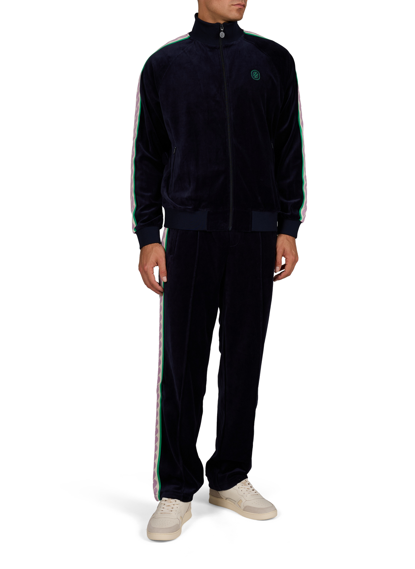 Cotton-blend velour track pants DROLE DE MONSIEUR Blue