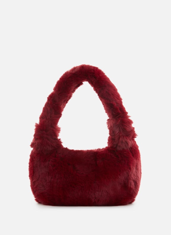 Red discount fur handbag