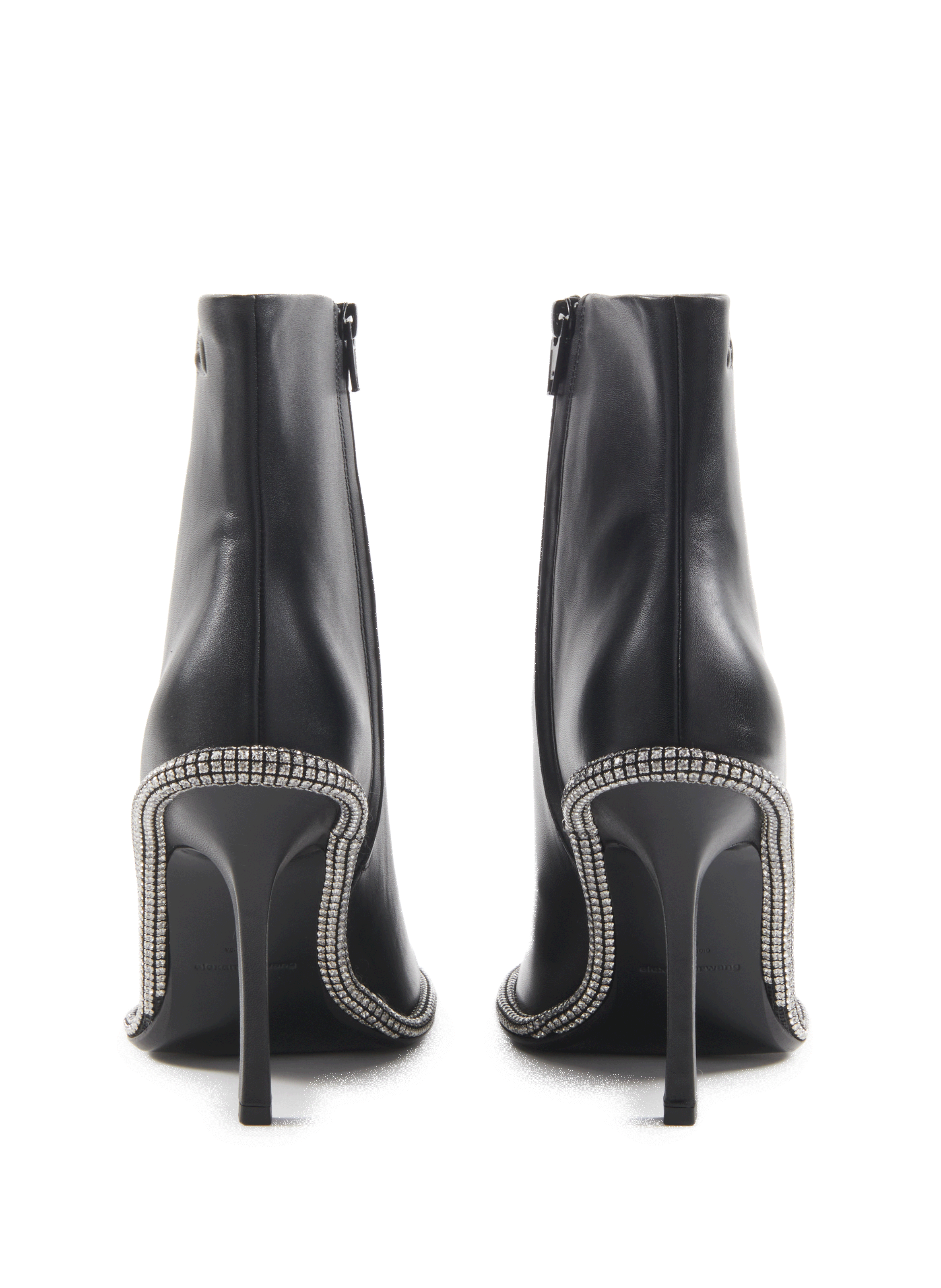 Leather ankle boots with rhinestones ALEXANDER WANG Black