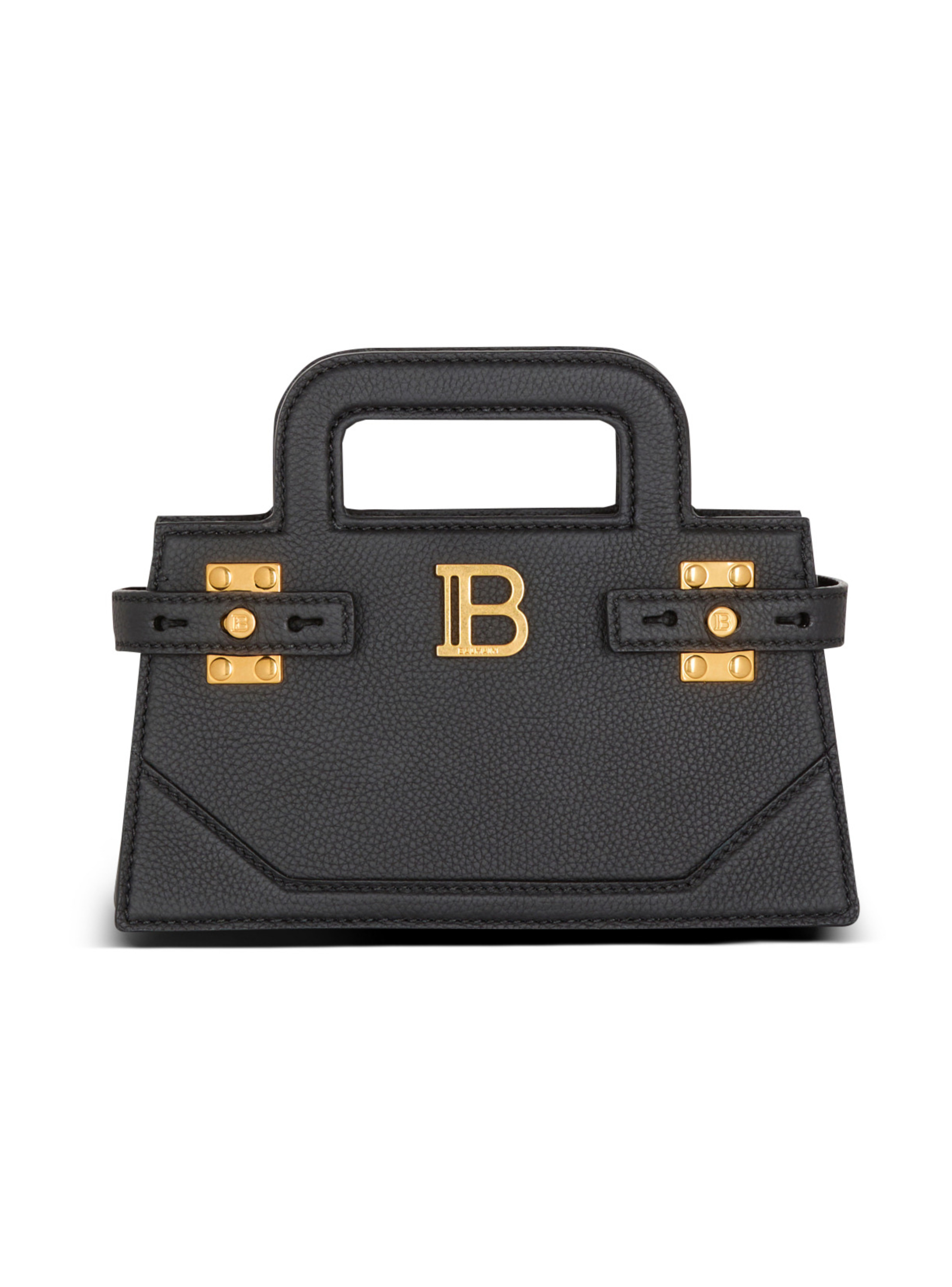 BALMAIN Sac b-buzz small top handle en cuir grainé Noir