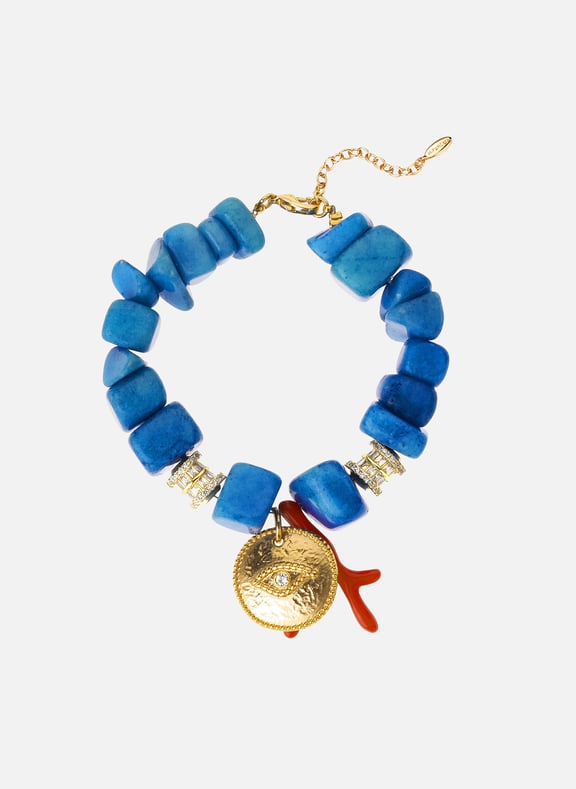 Bracelet en pierres naturelles avec pendentif georgio Bleu by HIPANEMA HIPANEMA Bracelet en pierres naturelles avec pendentif georgio Bleu