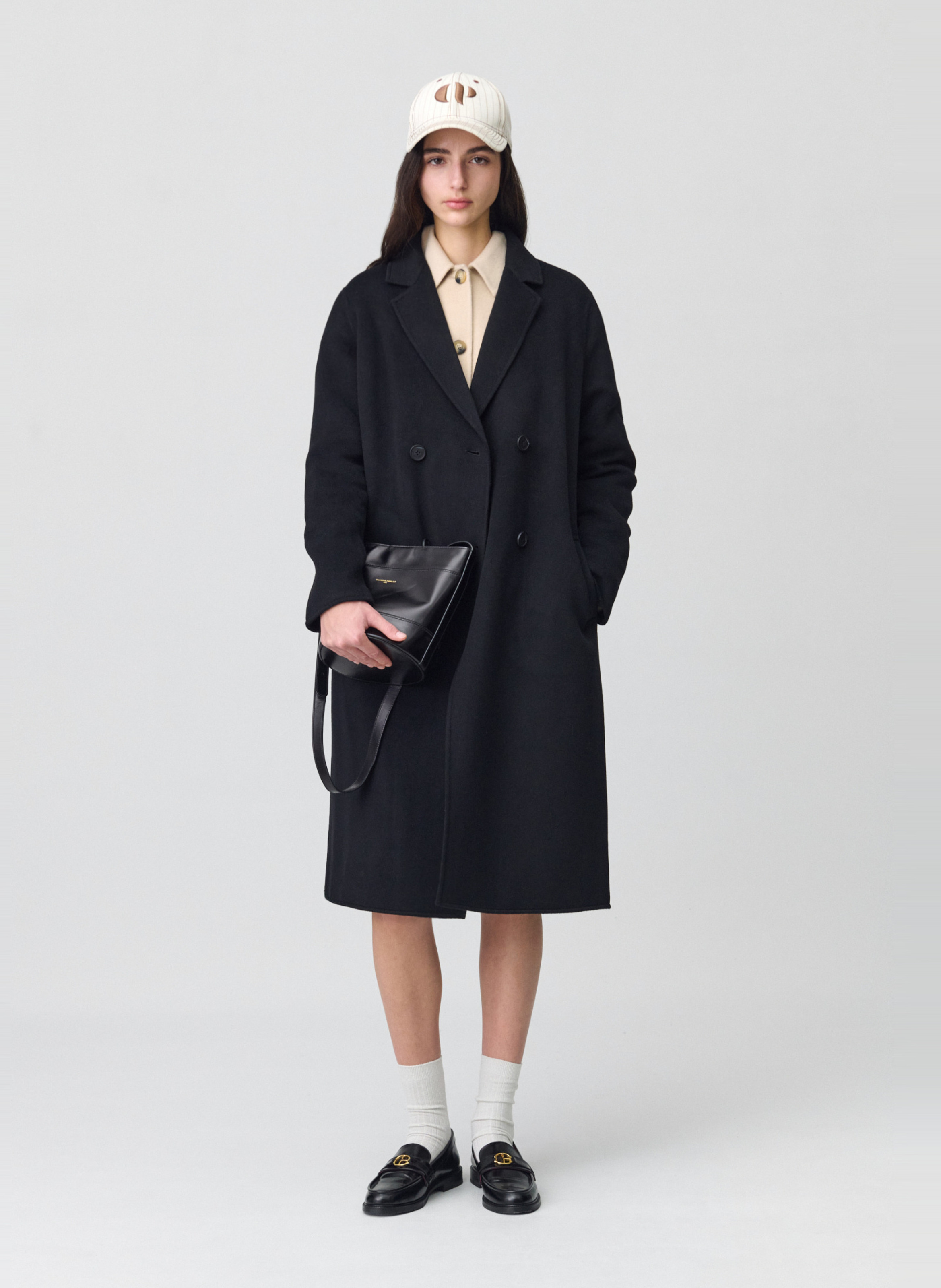 Manteau col tailleur en laine mélangée CLAUDIE PIERLOT Noir