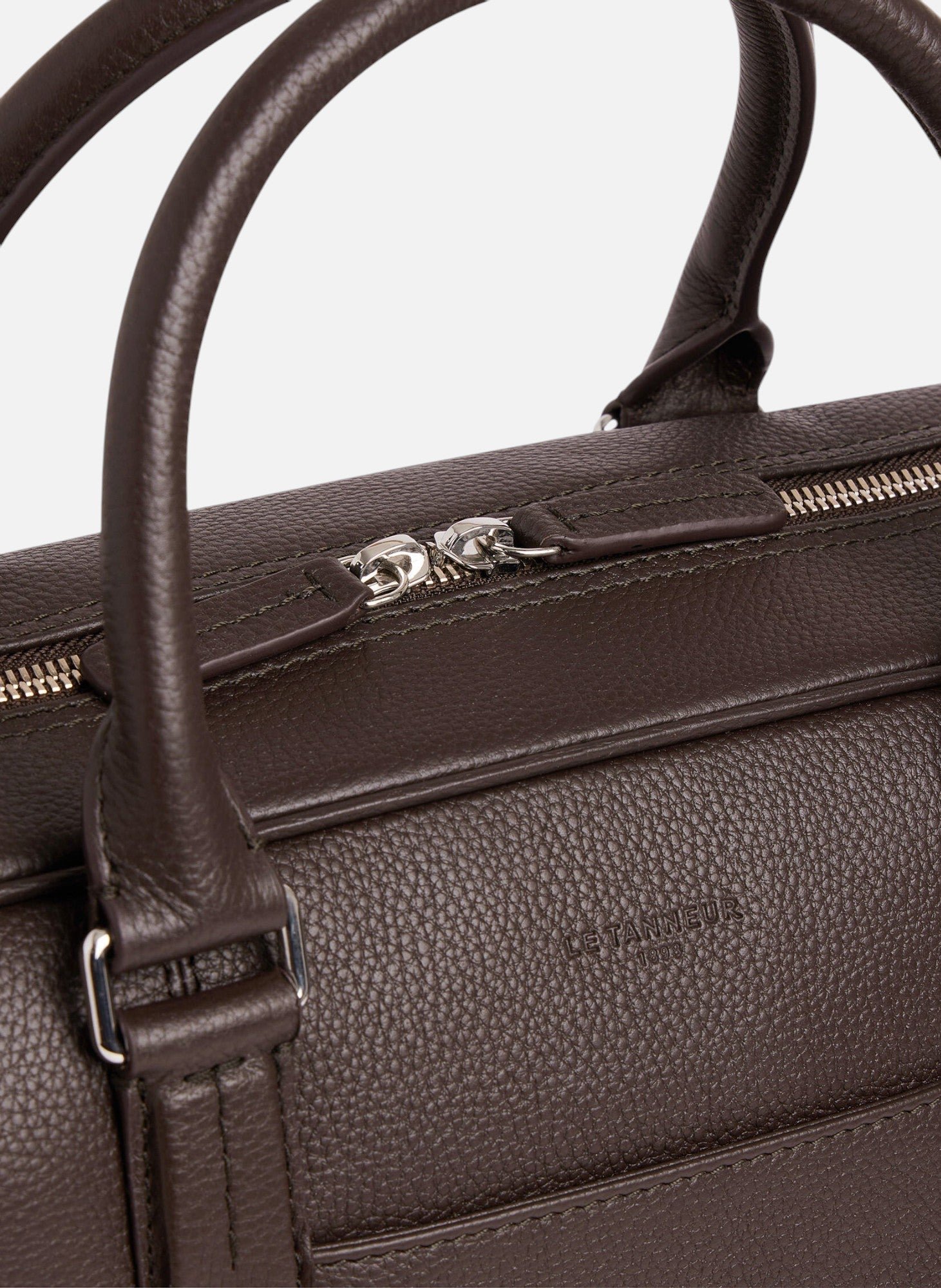 Porte documents 15" charles en cuir grainé grand modèle LE TANNEUR Marron