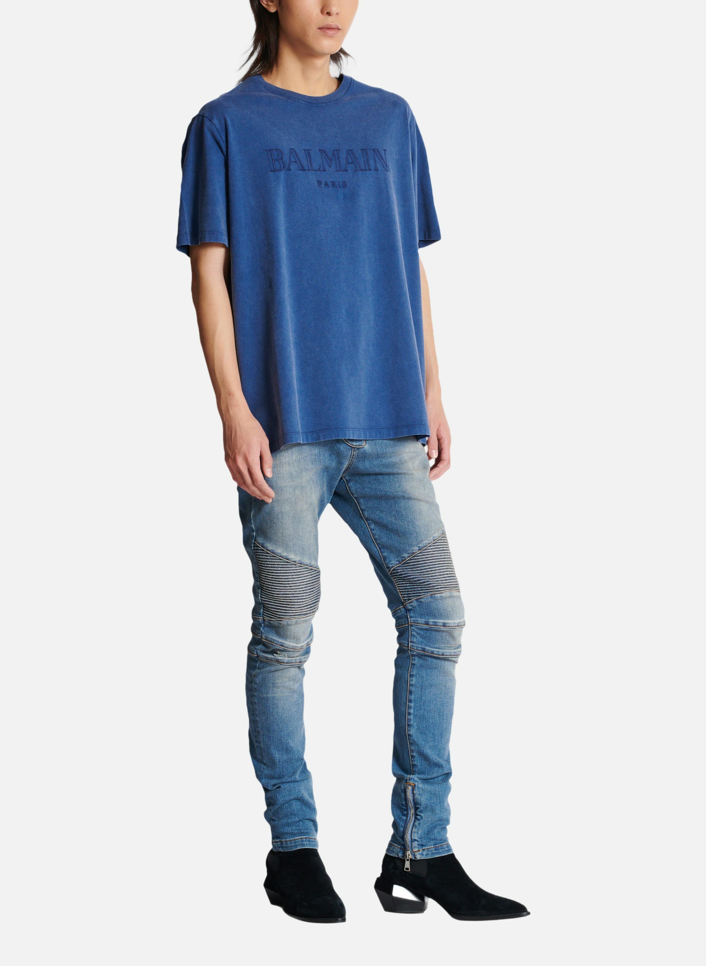 T-shirt ample avec broderie balmain vintage BALMAIN Bleu