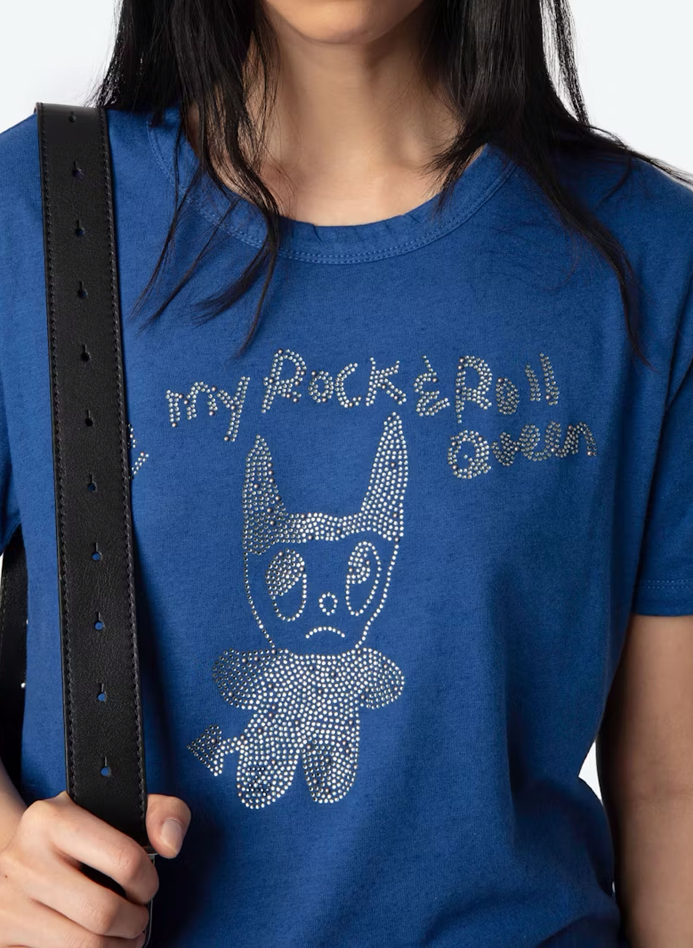 Tee-shirt droit à strass woos ZADIG&VOLTAIRE Bleu