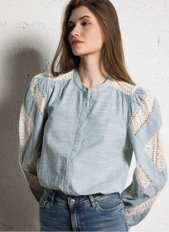 Chemise col rond en coton cathel Vert by MAISON 123 MAISON 123 Chemise col rond en coton cathel Vert