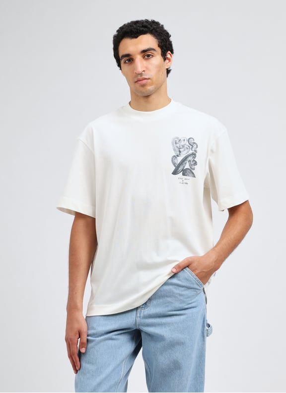 Biker-style cotton t-shirt Beige by SELECTED SELECTED Biker-style cotton t-shirt Beige
