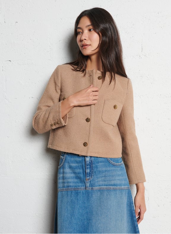 Veste courte en coton et laine mélangés meredith Marron by BA&SH BA&SH Veste courte en coton et laine mélangés meredith Marron
