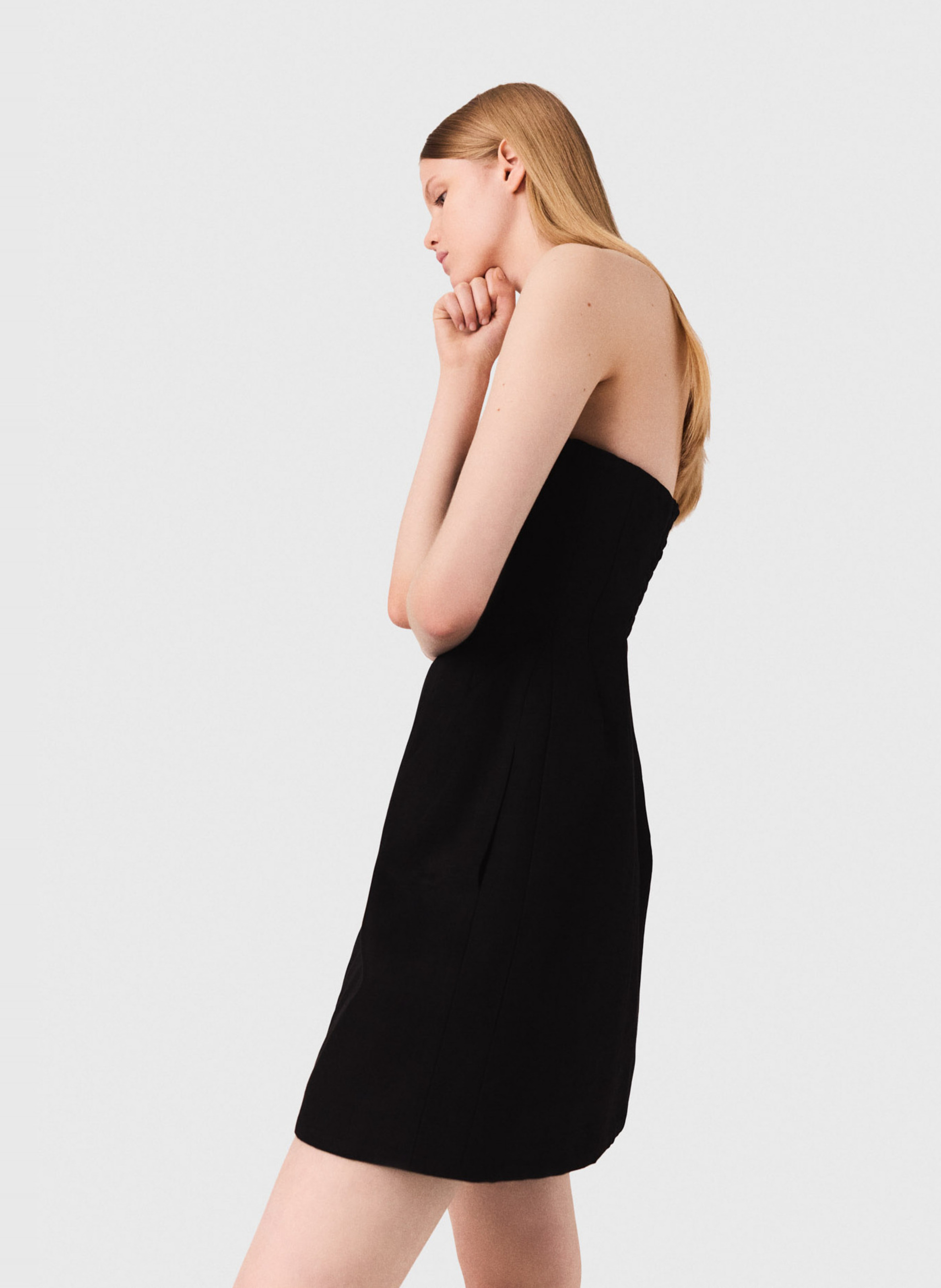 Robe bustier courte en lin mélangé MAJE Noir