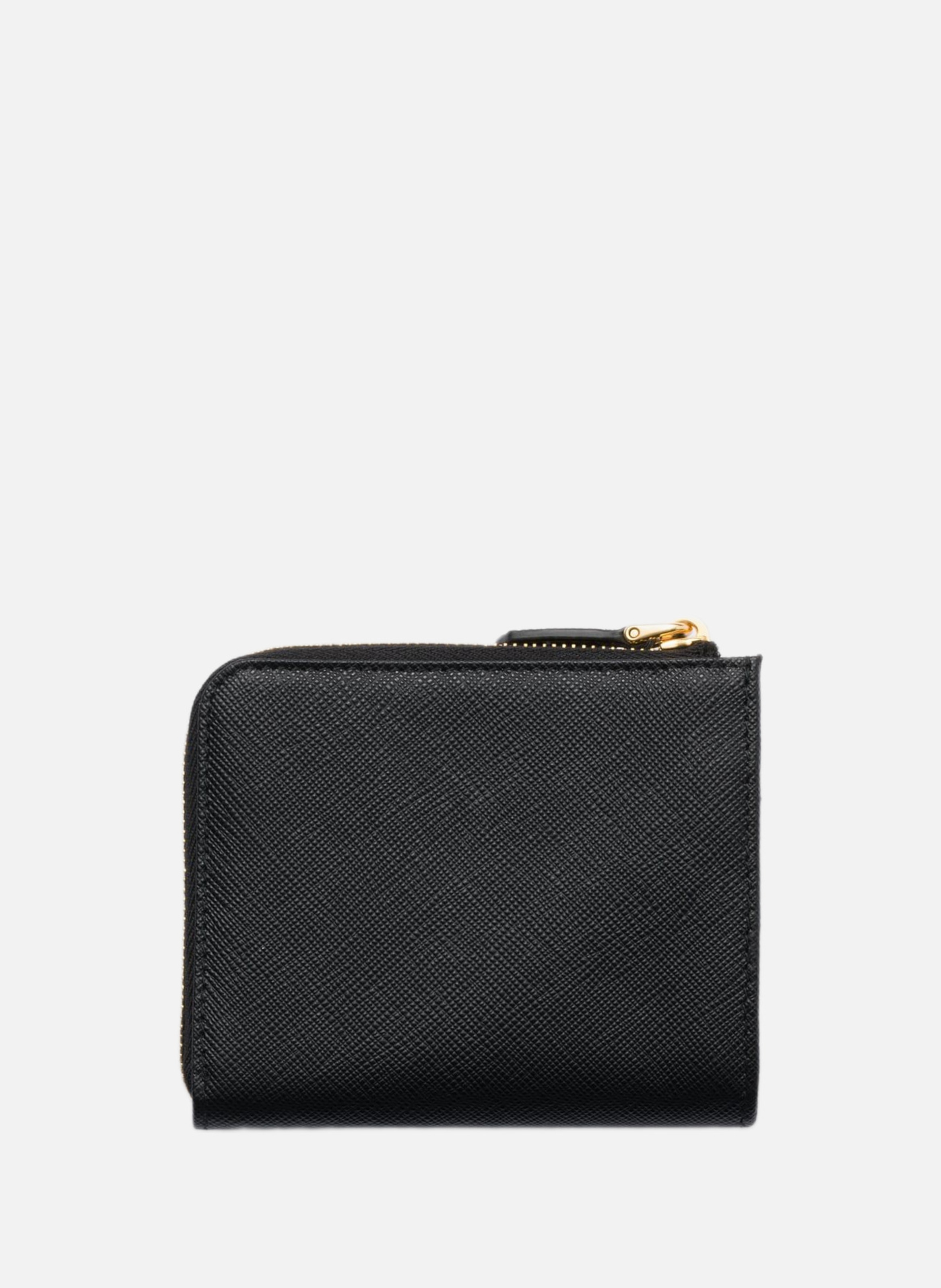 Petit portefeuille zippé en cuir saffiano PRADA Noir