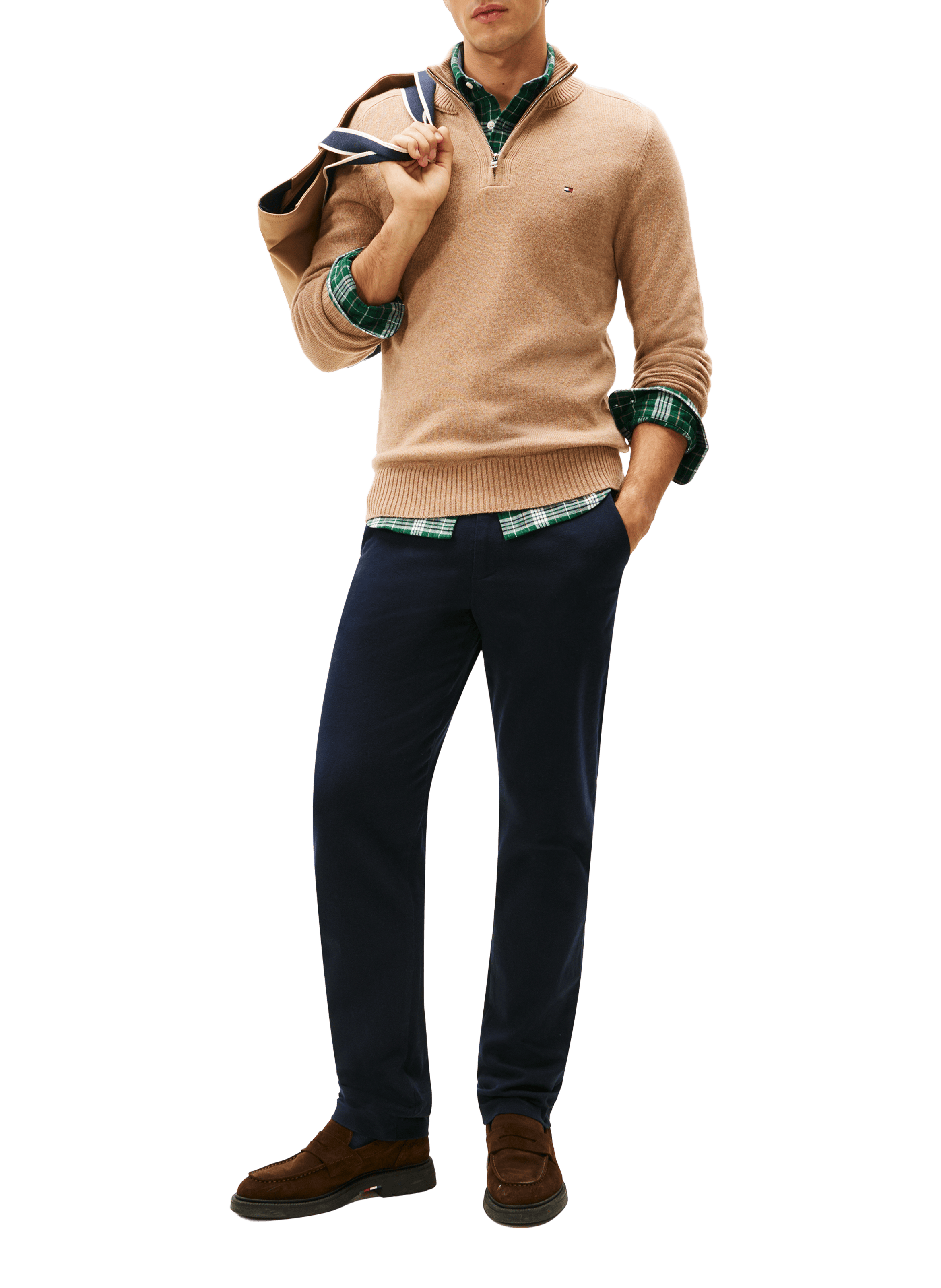 Wool zip-neck jumper TOMMY HILFIGER Beige