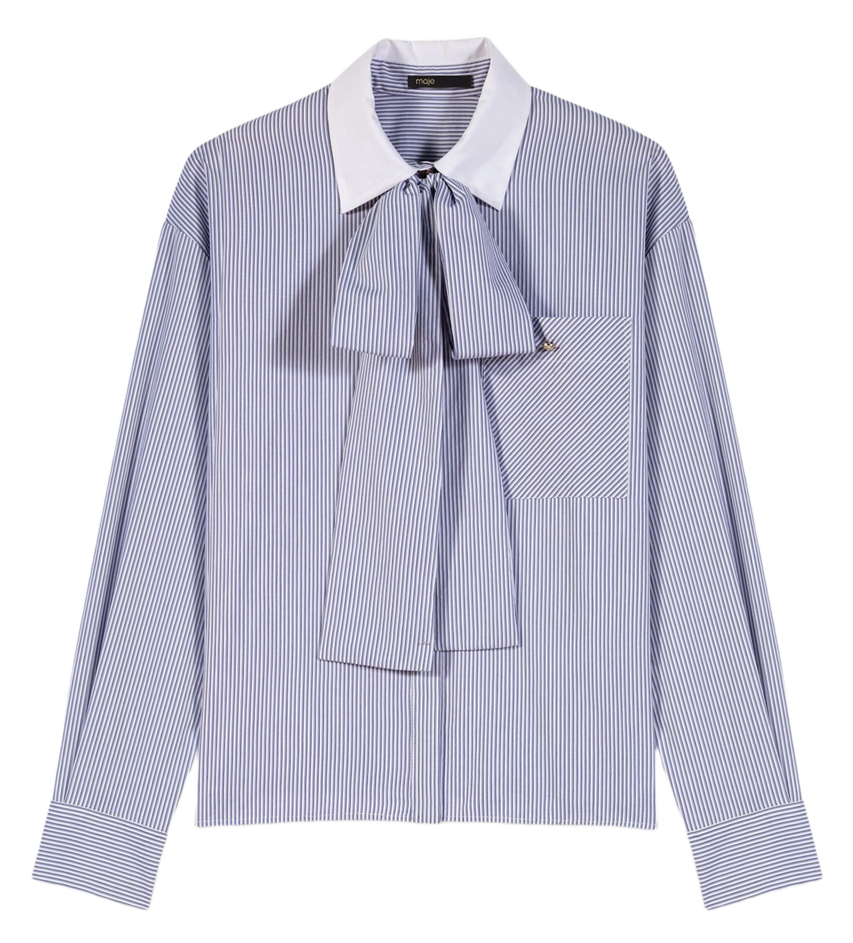 Chemise col lavallière en coton mélangé MAJE Bleu