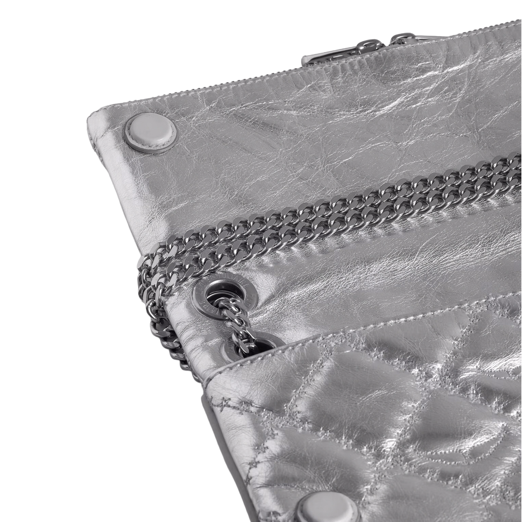 Pochette à rabat matelassée en cuir métallisé rock ii ZADIG&VOLTAIRE Gris