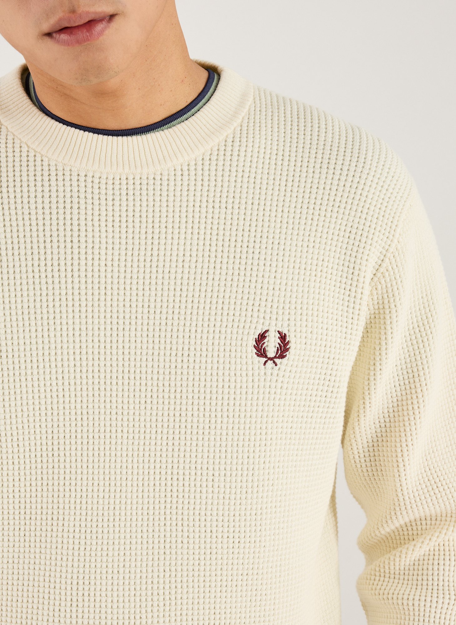 Embossed cotton sweater FRED PERRY Beige