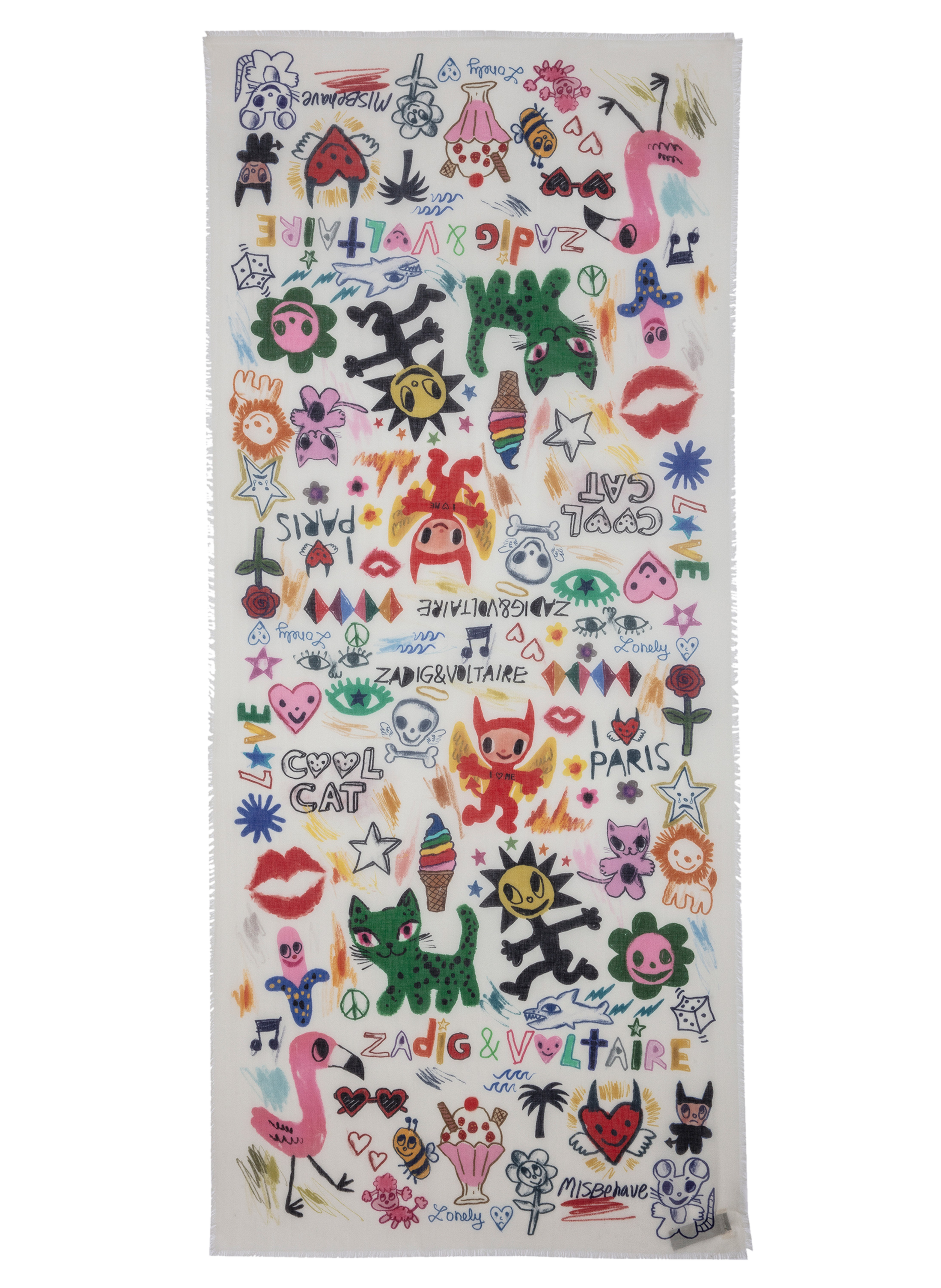 Foulard en coton imprimé maxi delta ZADIG&VOLTAIRE Blanc