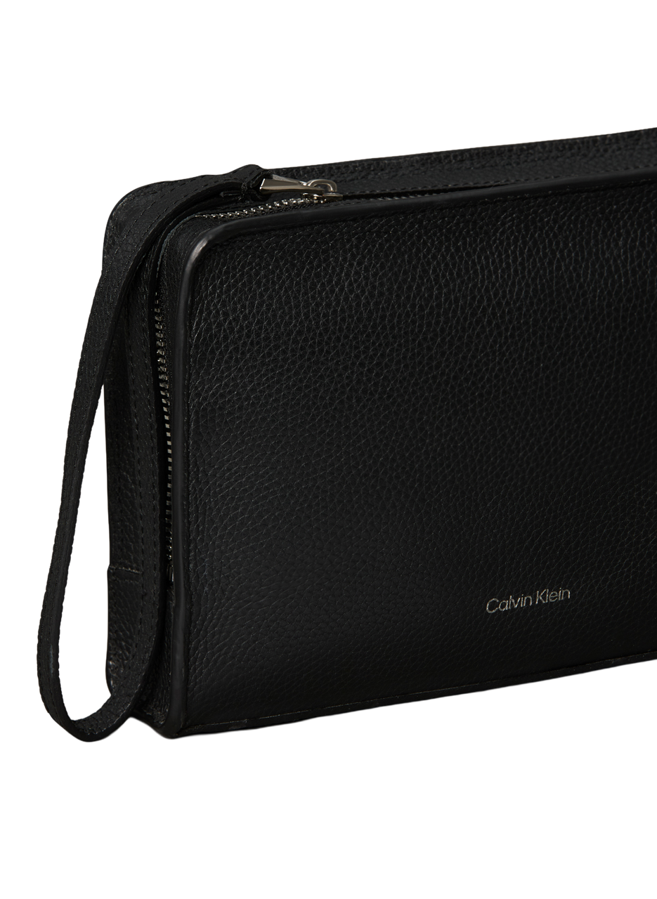 Zippered faux leather clutch CALVIN KLEIN Black